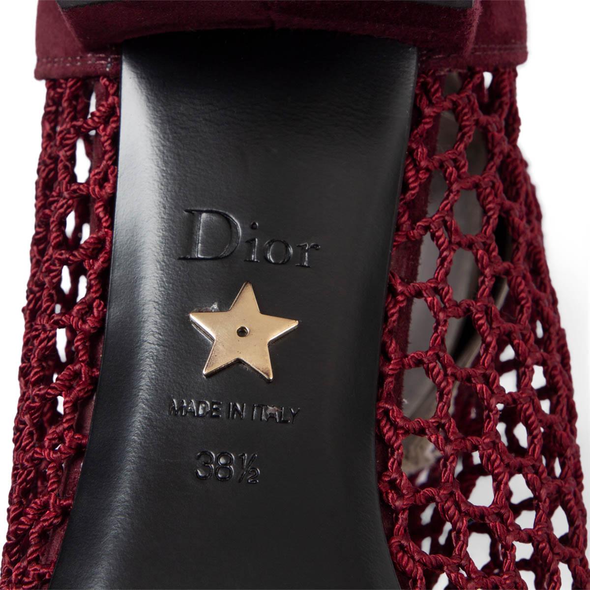 CHRISTIAN DIOR burgundy suede 2018 NAUGHTILY-D FISHNET Boots Shoes 38.5 3