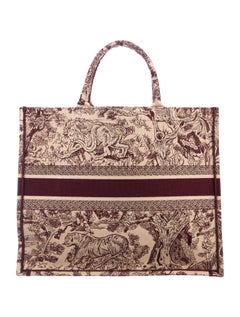 Christian Dior Burgundy Tan Canvas Carryall Travel Shoulder Tote Bag