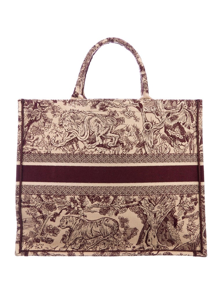 Christian Dior Burgundy Tan Canvas Carryall Travel Shoulder Tote Bag at ...