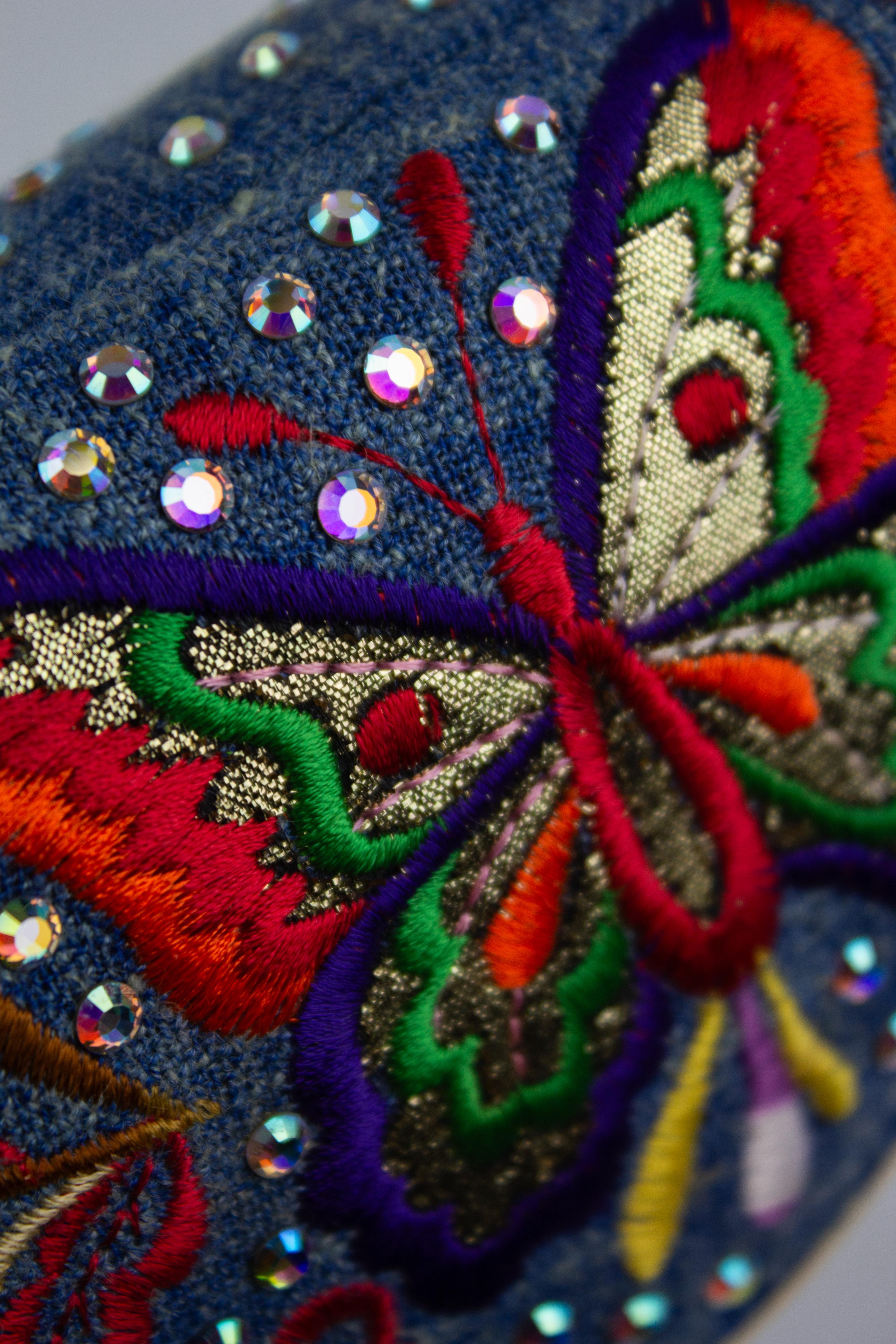 Christian Dior - Sac à main brodé de papillons et de Swarovski en vente 5