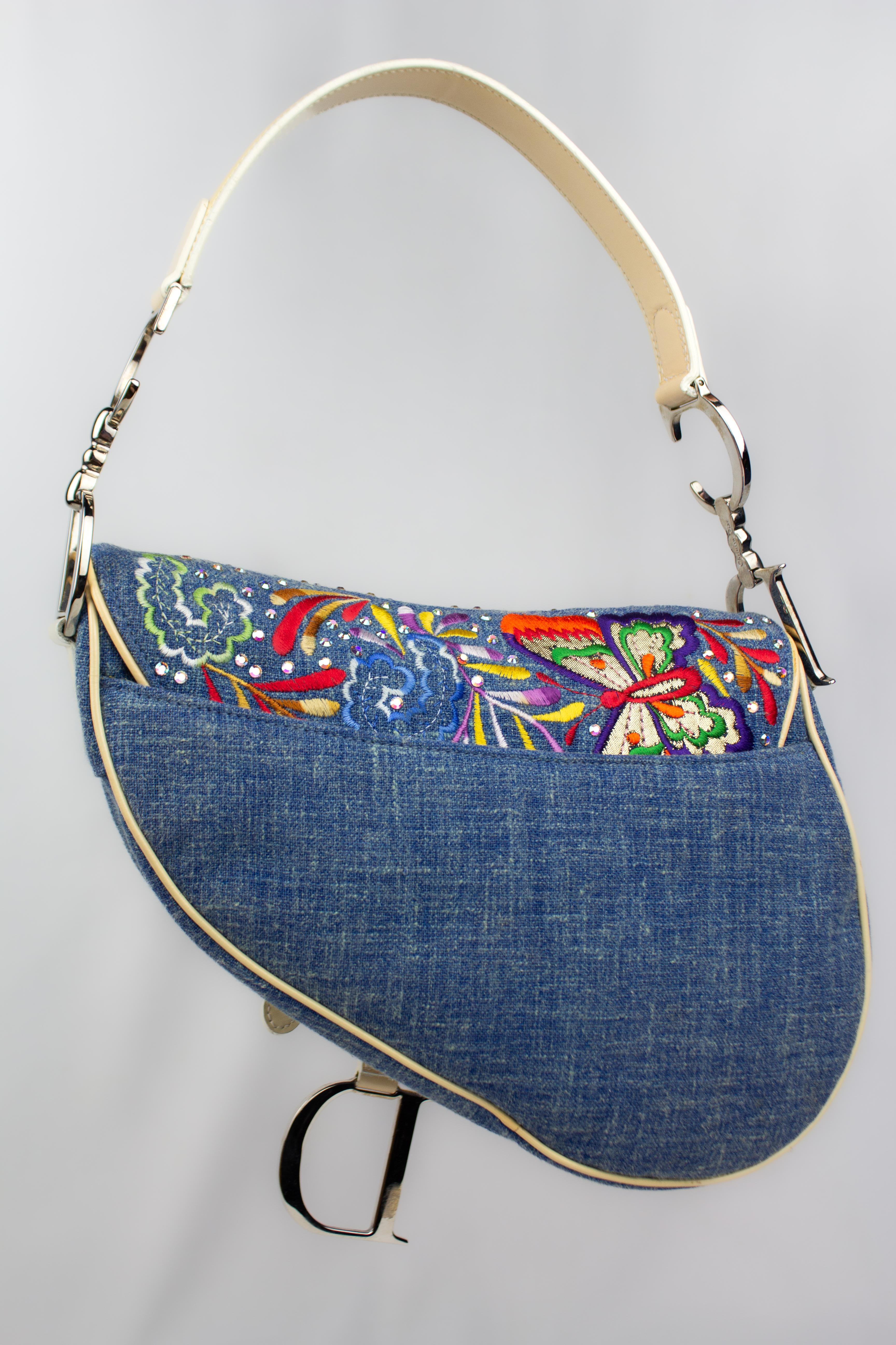 Christian Dior - Sac à main brodé de papillons et de Swarovski en vente 1