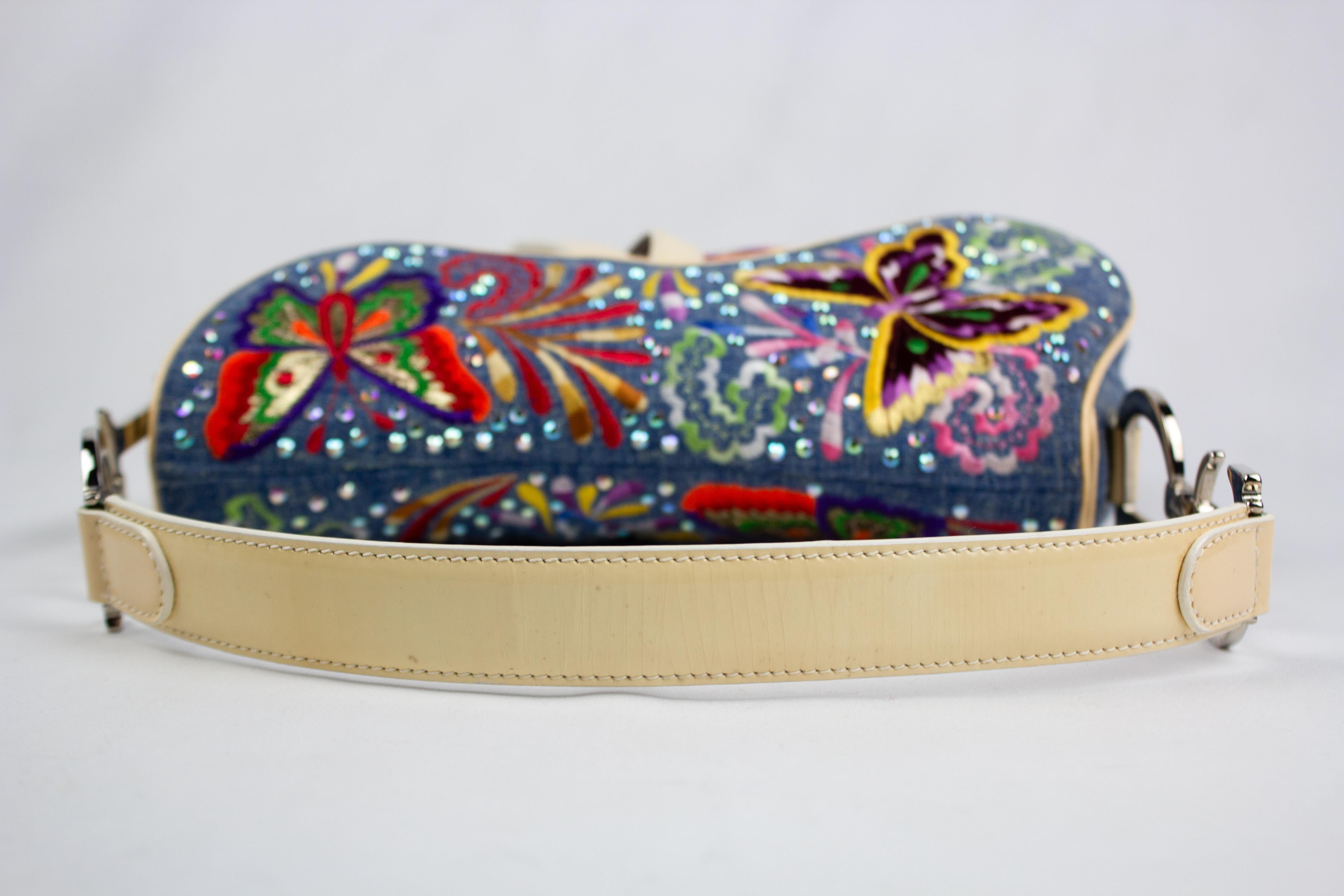 Christian Dior - Sac à main brodé de papillons et de Swarovski en vente 3