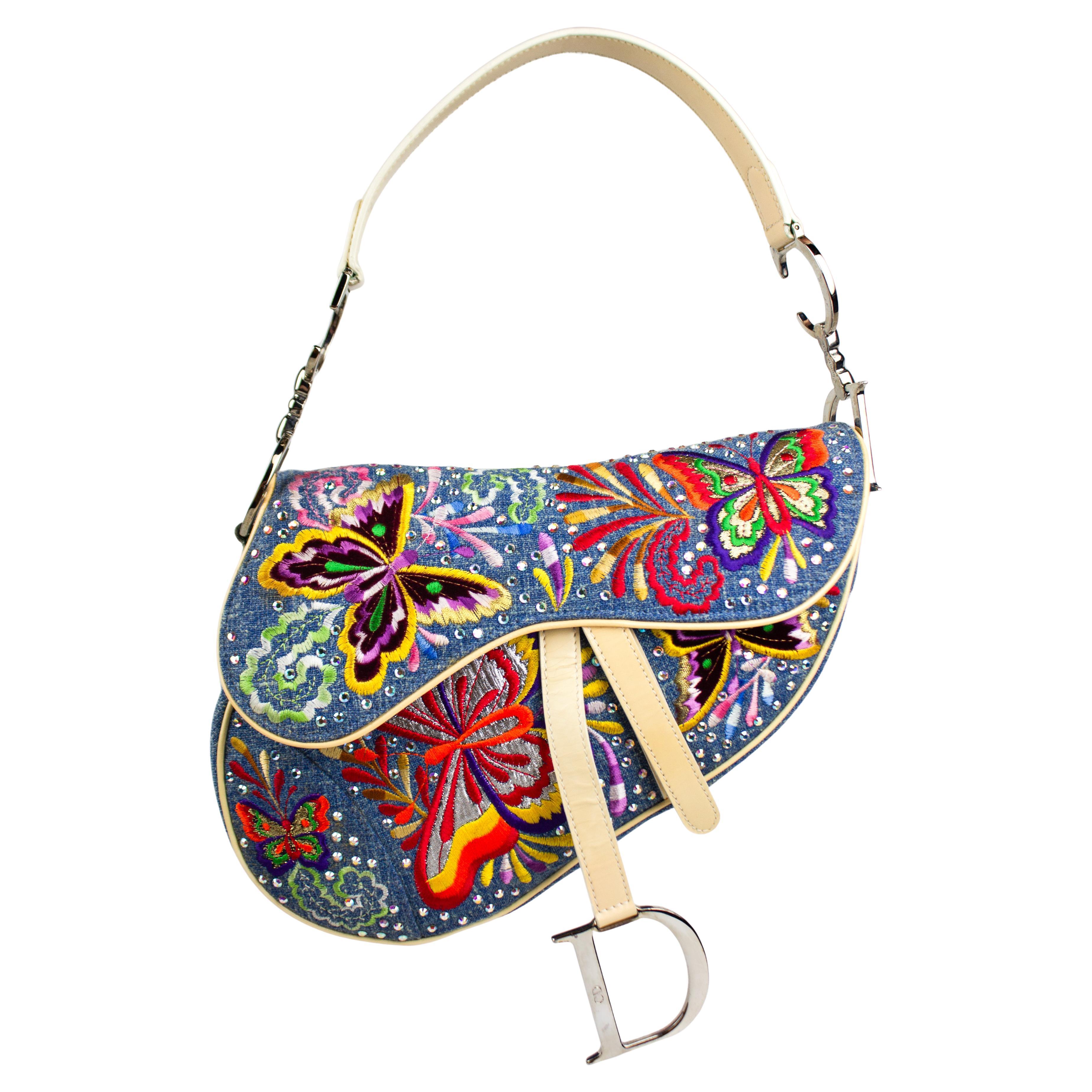 Christian Dior - Sac à main brodé de papillons et de Swarovski