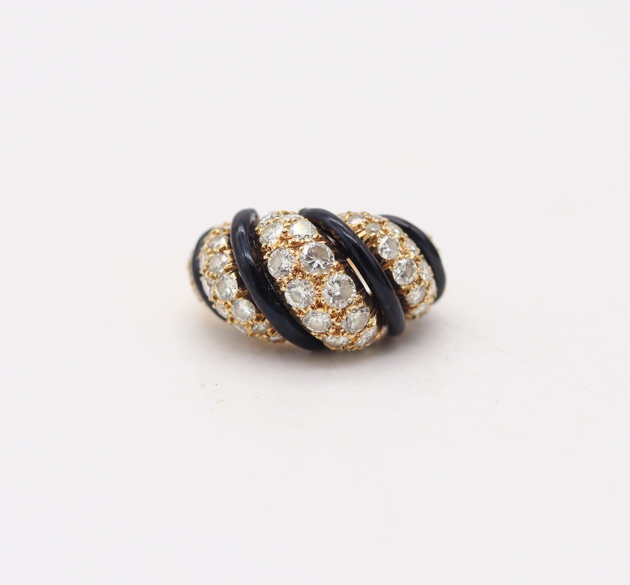 CHRISTIAN DIOR von Cipullo 1970 Paris Cocktail Ring 18Kt Gold & 4,08 Ctw Diamanten (Brillantschliff) im Angebot