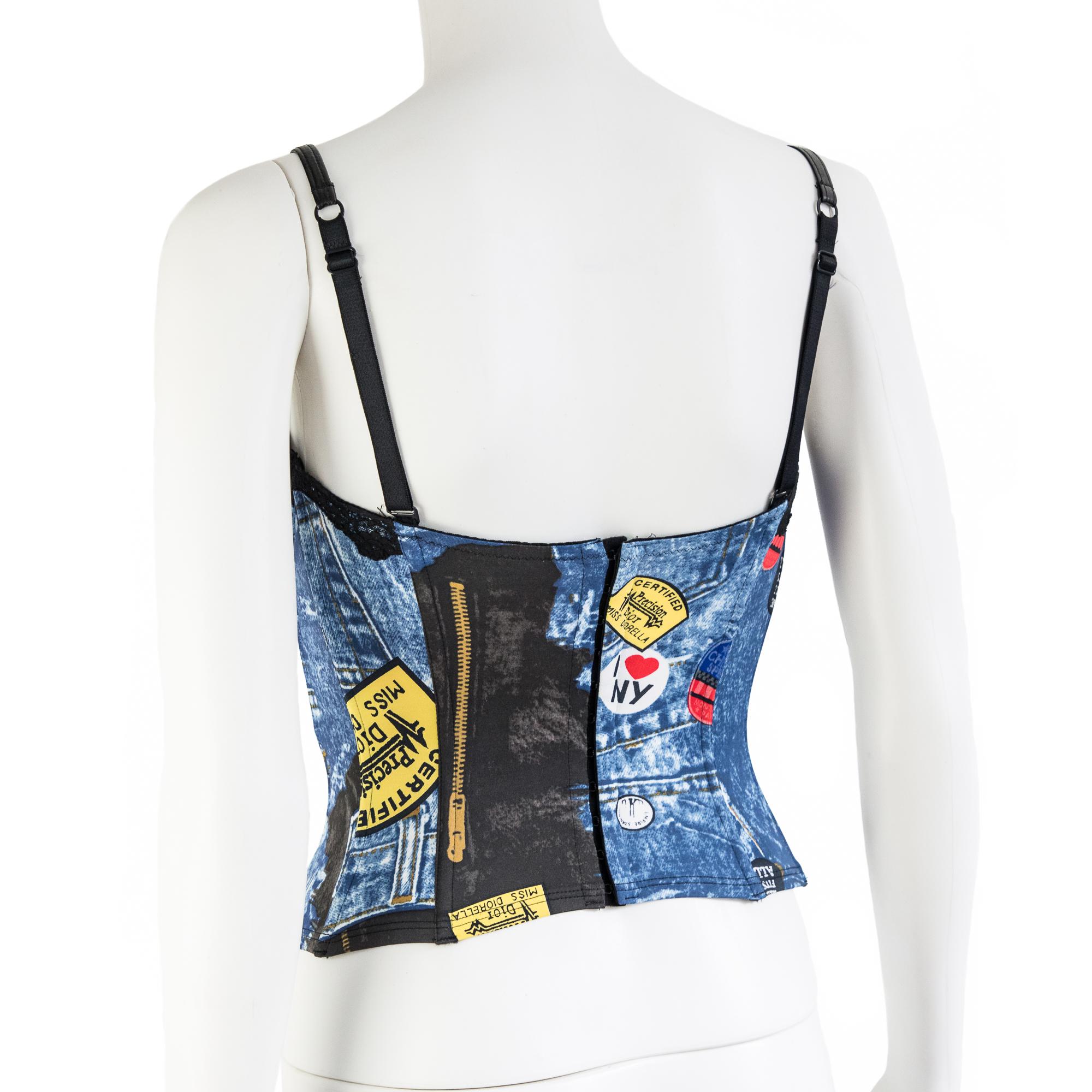Gray Christian Dior by Galliano 2001 Miss Diorella Trompe L'oeil Bustier size 90C For Sale