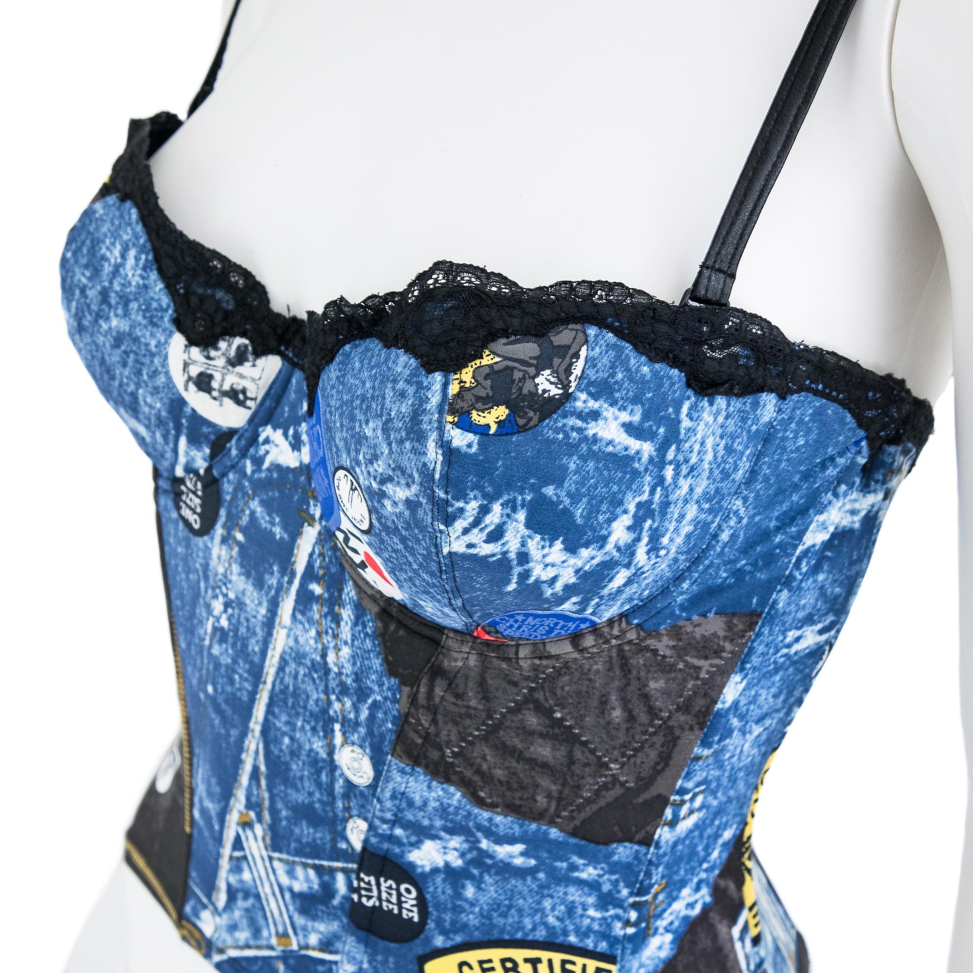 Christian Dior by Galliano 2001 Miss Diorella Trompe L'oeil Bustier size 90C In Excellent Condition For Sale In London, GB