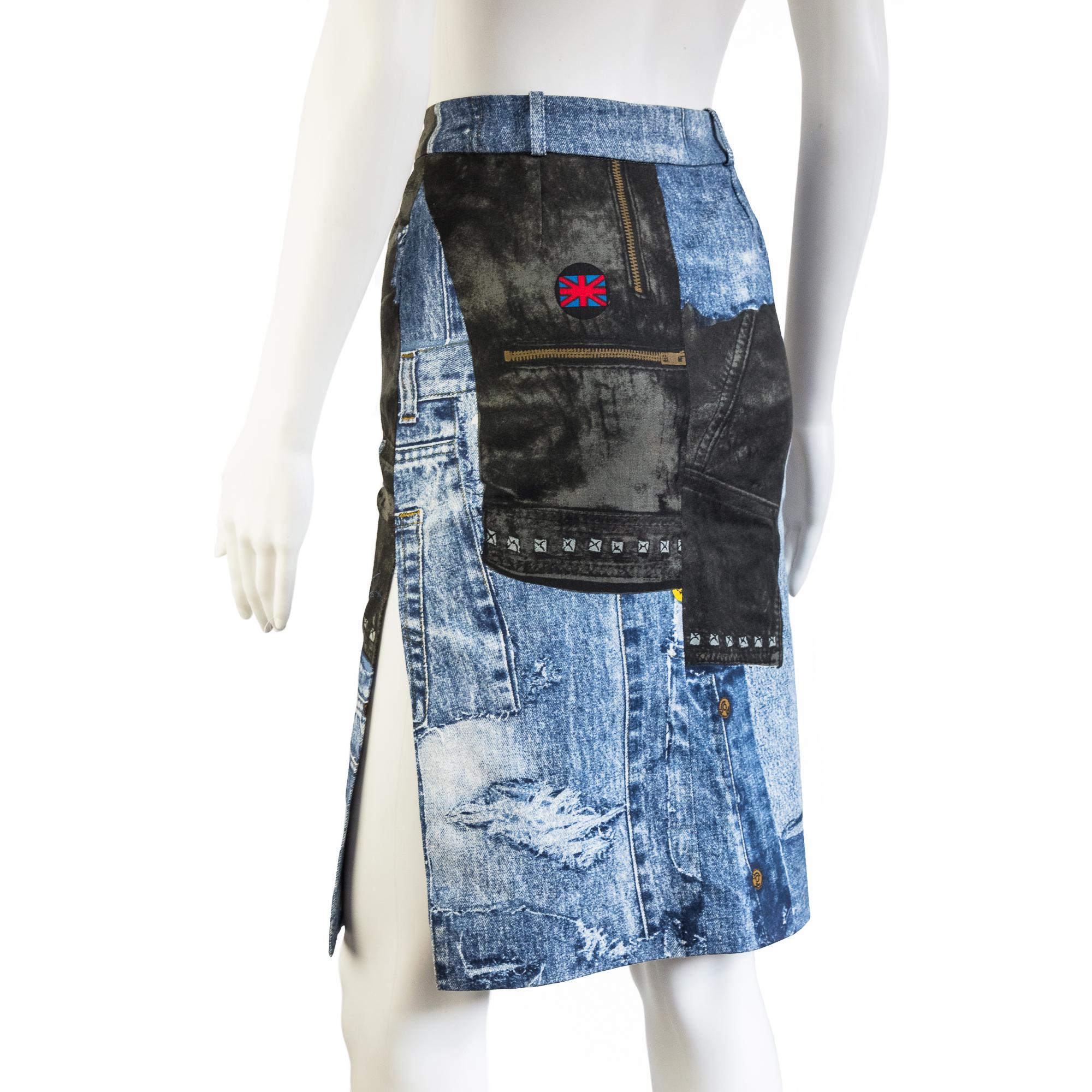 Gray Christian Dior by Galliano 2001 Miss Diorella Trompe L'oeil Pencil Skirt size 36 For Sale