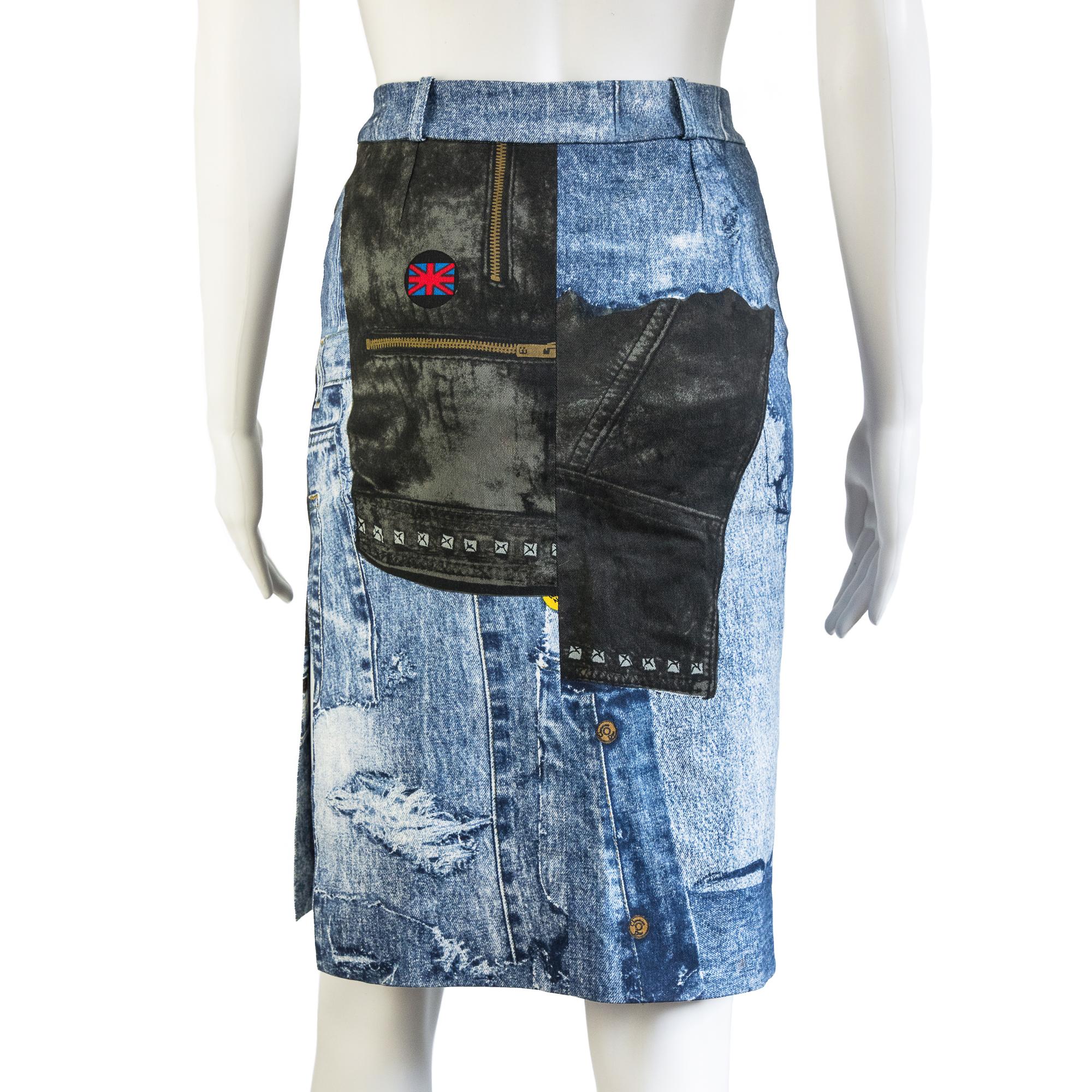 Christian Dior by Galliano 2001 Miss Diorella Trompe L'oeil Pencil Skirt size 36 In Good Condition For Sale In London, GB