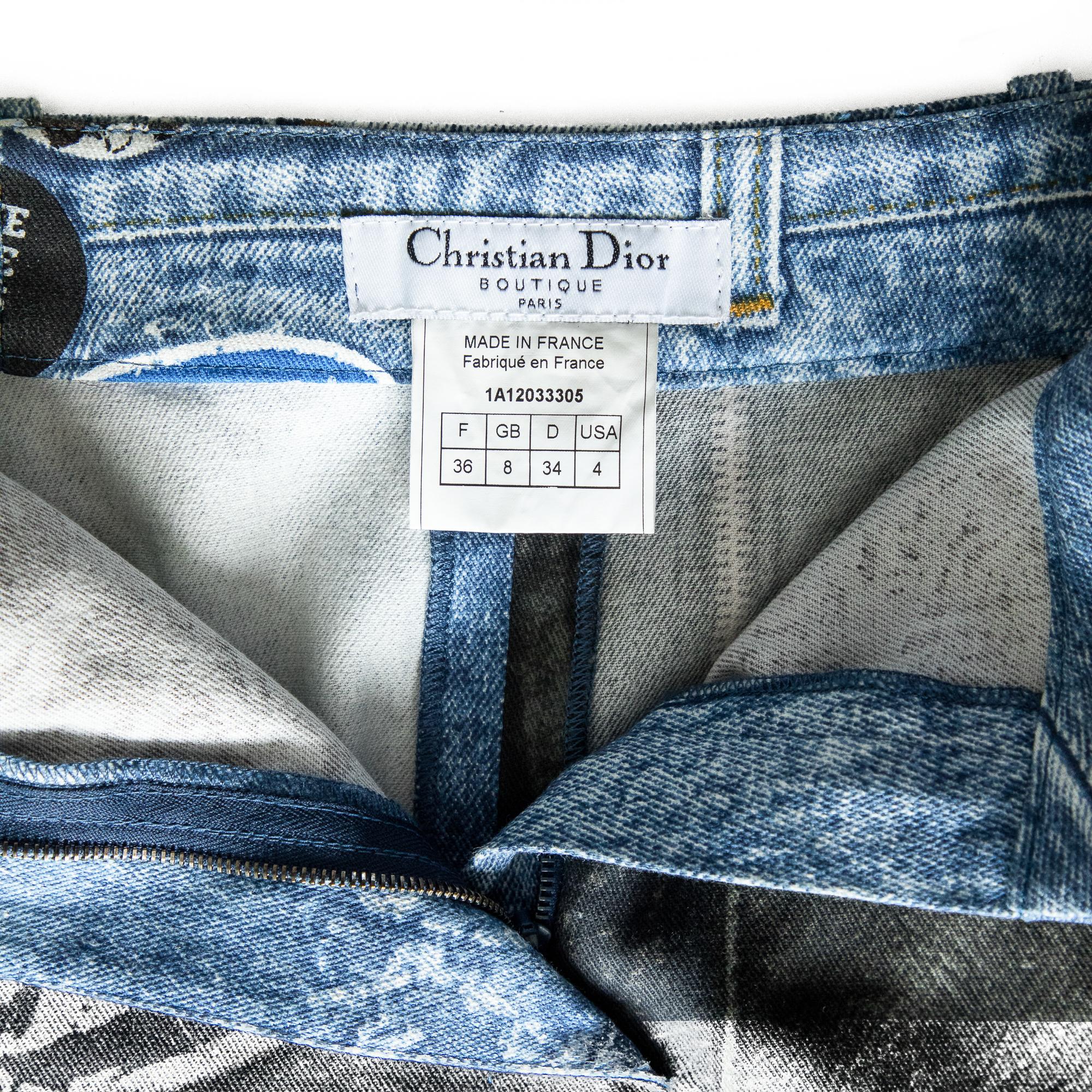 Christian Dior by Galliano 2001 Miss Diorella Trompe L'oeil Pencil Skirt size 36 For Sale 2