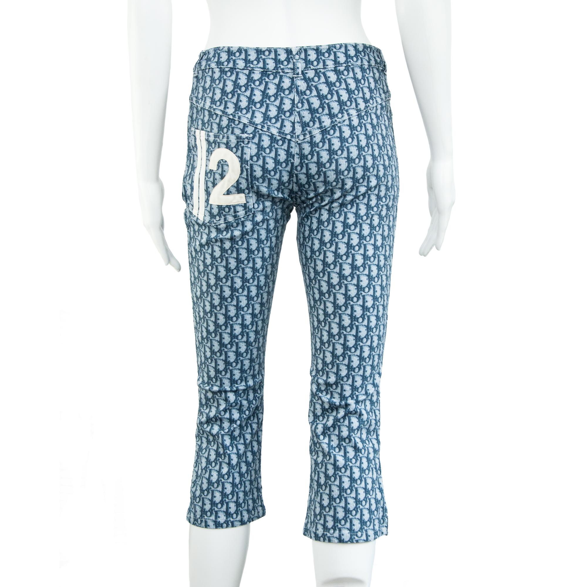 Women's Christian Dior by Galliano 2002 Blue Monogram Capri Trousers size 36