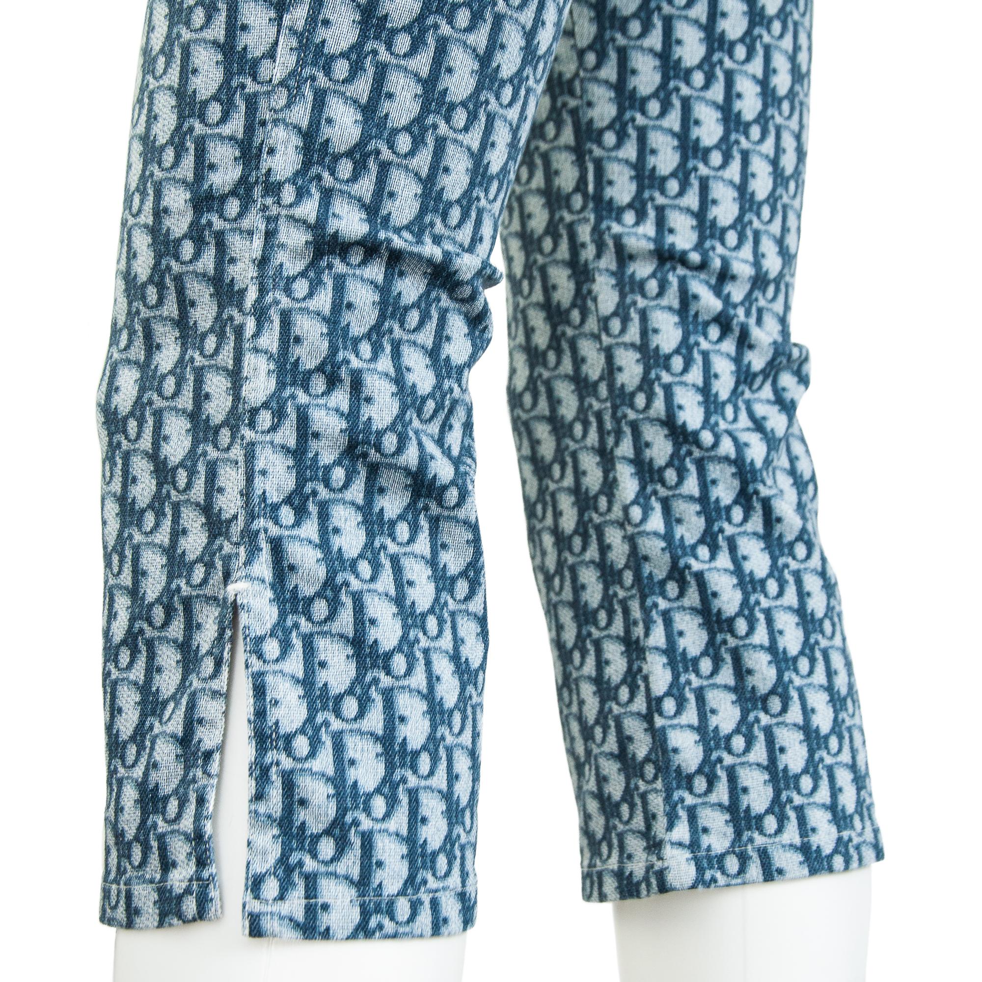Christian Dior by Galliano 2002 Blue Monogram Capri Trousers size 36 2
