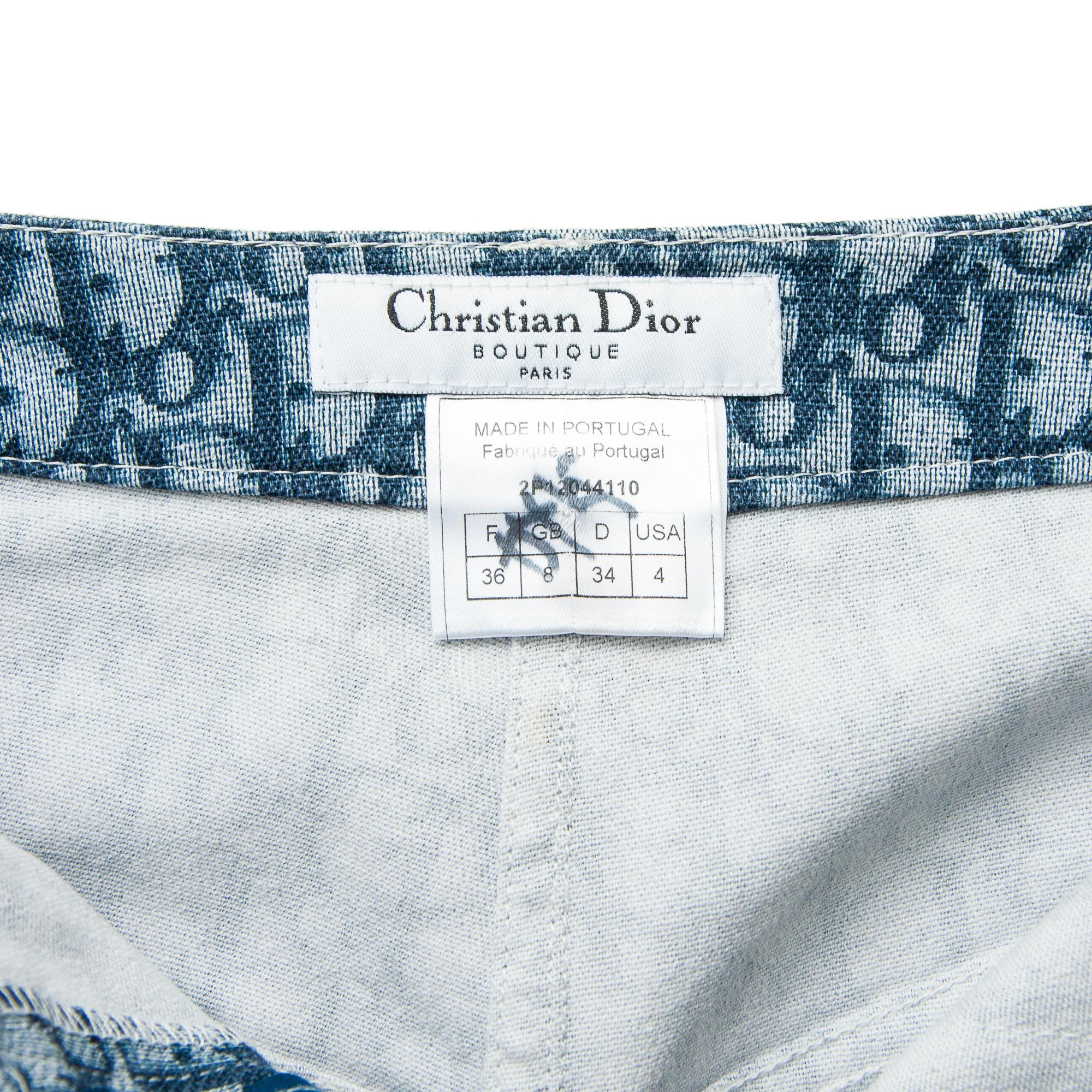 Christian Dior by Galliano 2002 Blue Monogram Capri Trousers size 36 4
