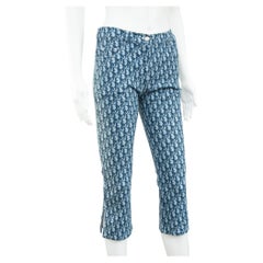 Christian Dior by Galliano 2002 Blue Monogram Capri Trousers size 36