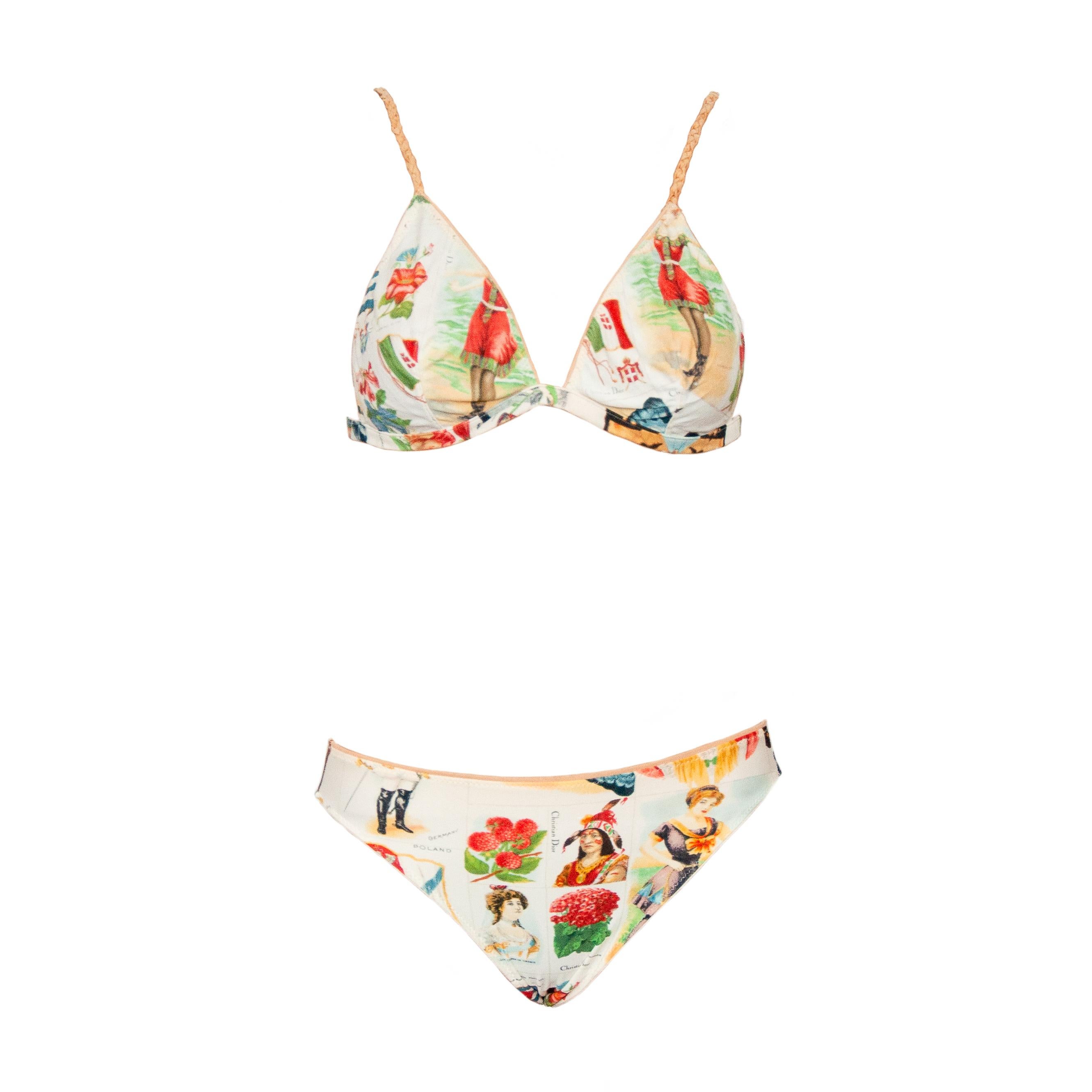 Beige Christian Dior by Galliano 2002 Stamp Bikini For Sale