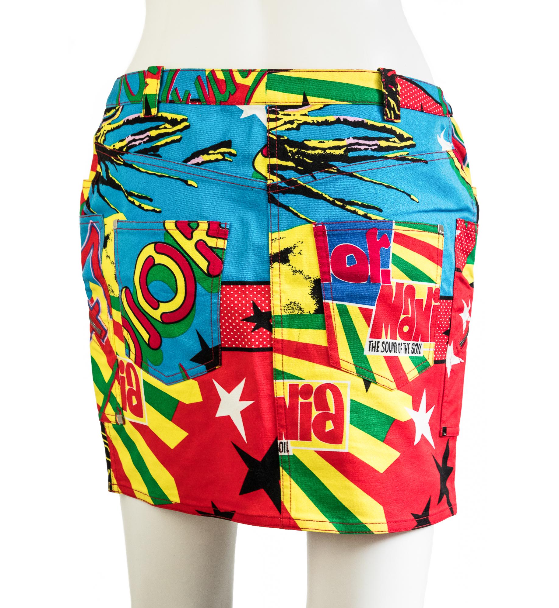 Christian Dior 2004 rasta collection 'Mania' skirt.

Alternate print from the famed rasta collection.

The print uses rasta iconography like the lion and a man with dreads.

And of course, no two pieces are ever the same.

Military fatigue style