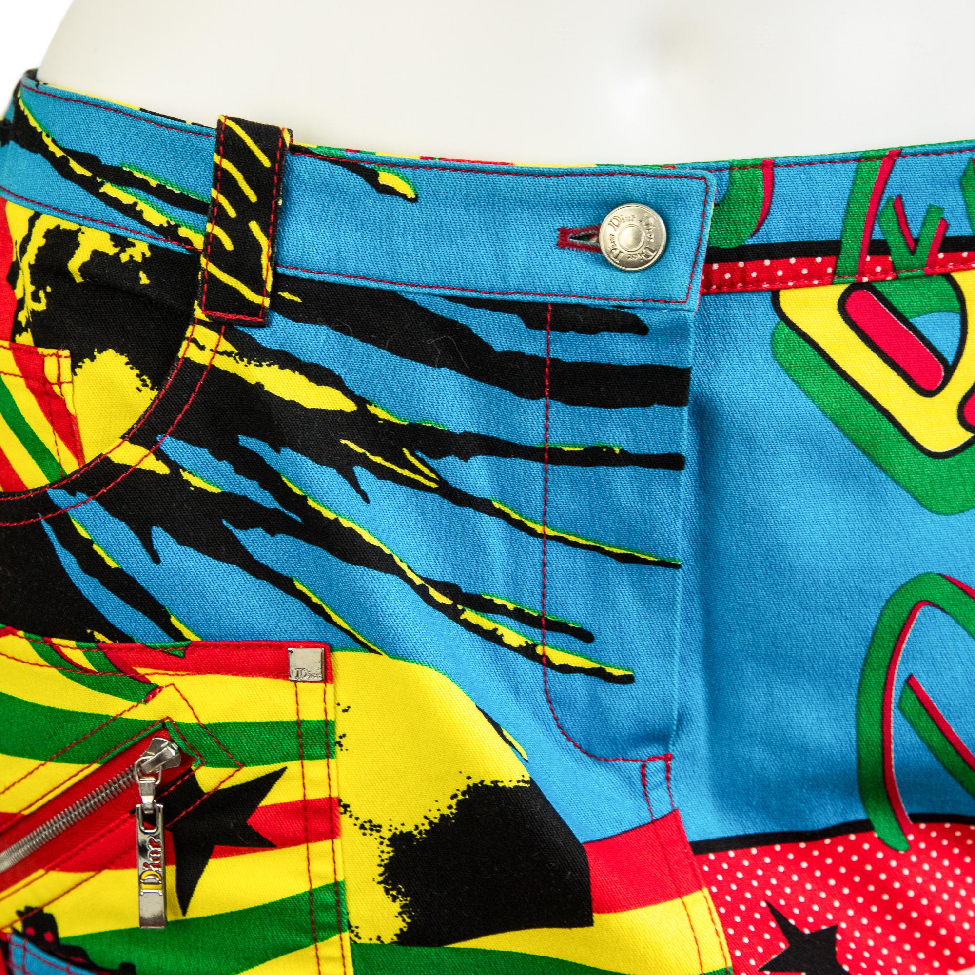 Yellow Christian Dior by Galliano 2004 Rasta Mania skirt size 38 For Sale