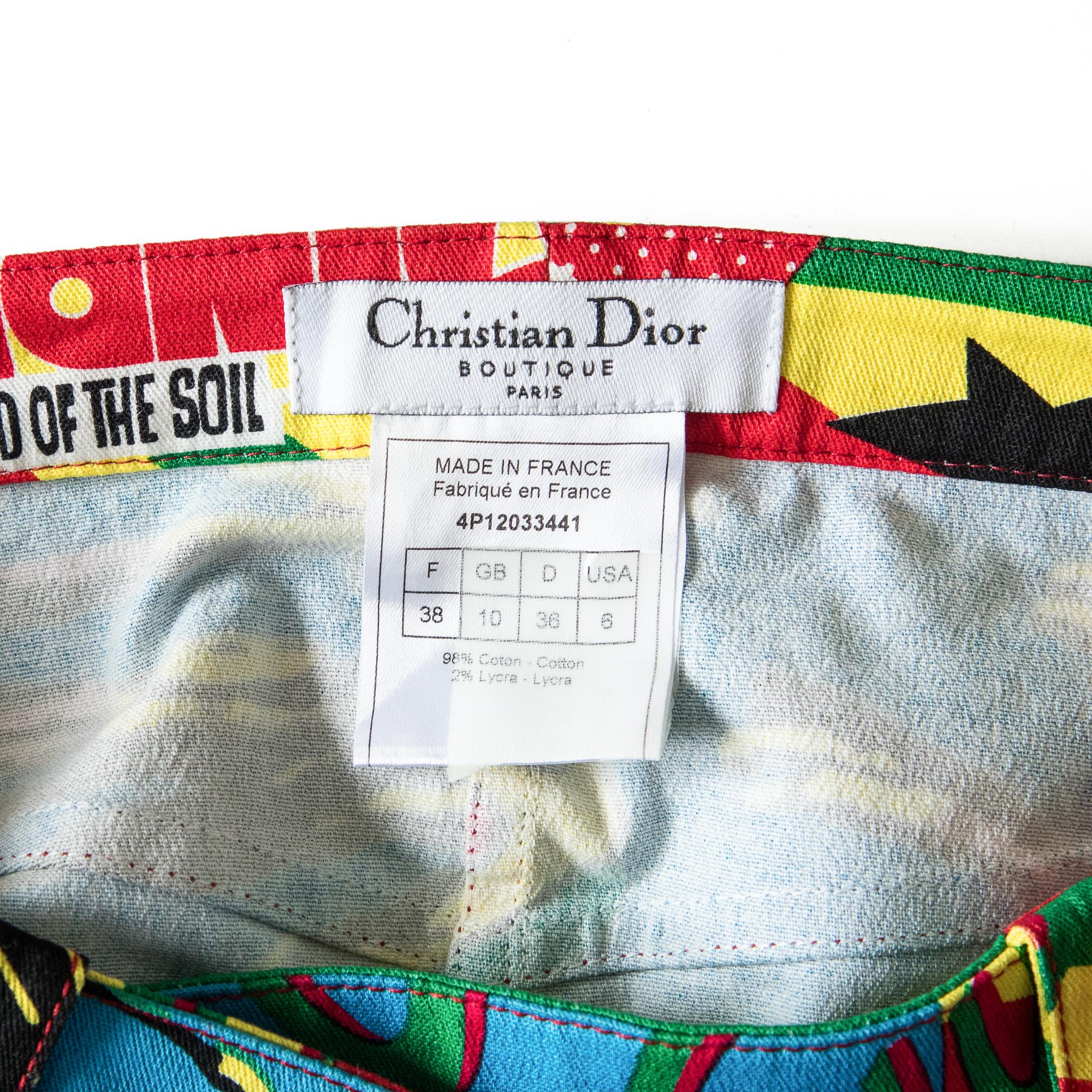 Christian Dior by Galliano 2004 Rasta Mania skirt size 38 For Sale 1