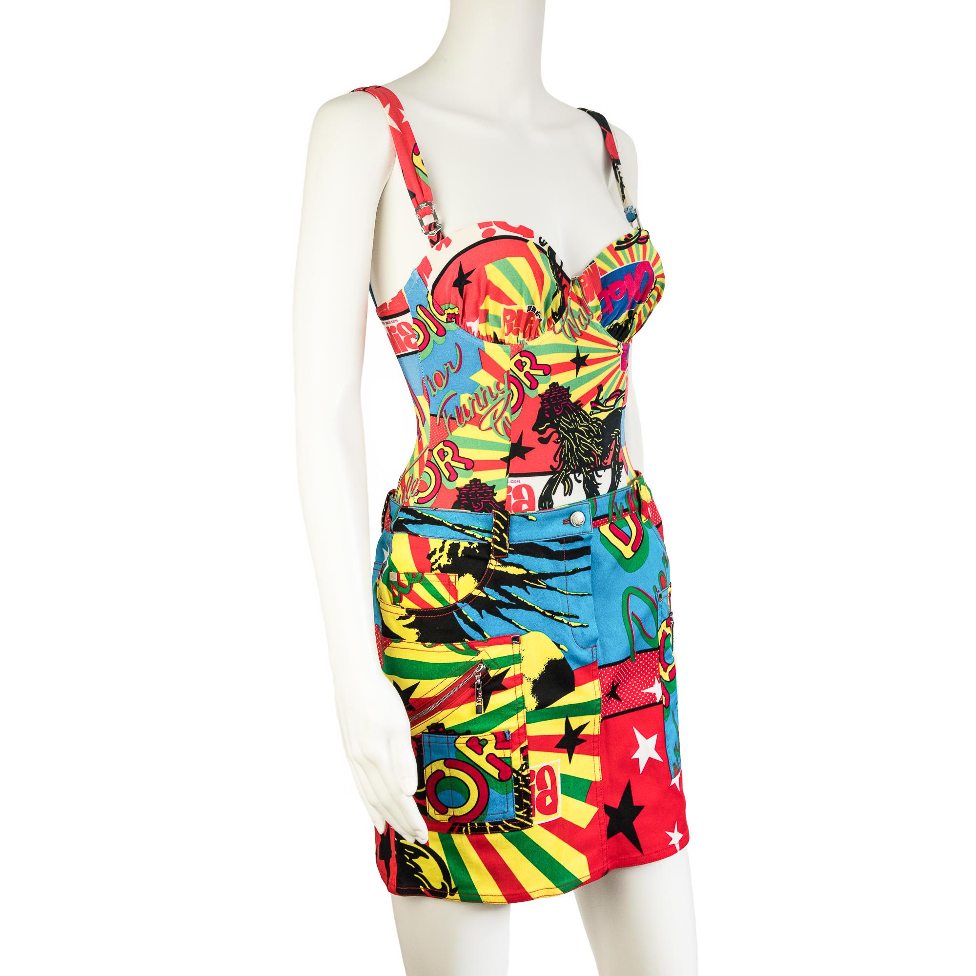 Christian Dior by Galliano 2004 Rasta Mania skirt size 38 For Sale 2