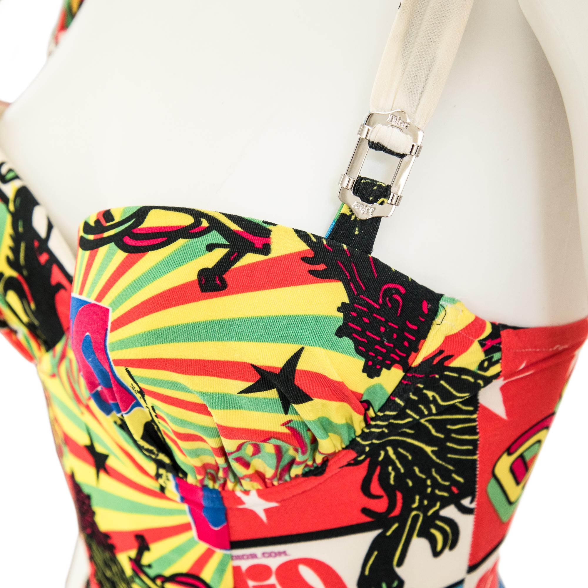 Beige Christian Dior by Galliano 2004 Rasta Mania Swimsuit size 90C