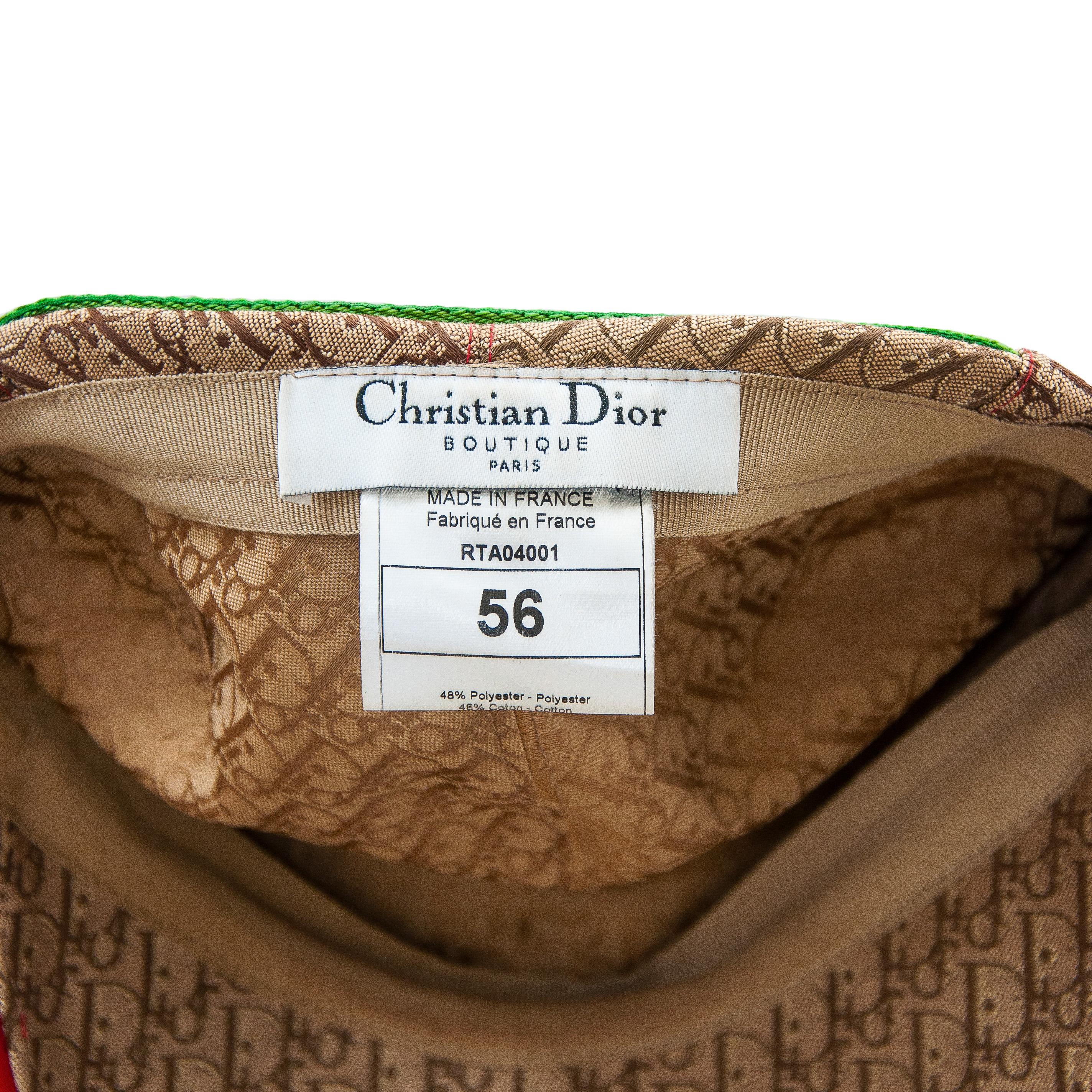 Women's Christian Dior by Galliano 2004 Rasta Monogram Flat Cap