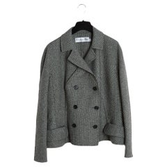 Christian Dior by Galliano 2009 Veste FR46 Negro Blanco Lana Chaqueta UK18 US14