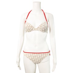 Christian Dior  by Galliano Beige and Red Monogram Bikini and Sarong