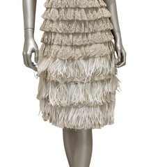 Christian Dior by Galliano Beige Knit Feather Dress Sz.38