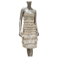 Christian Dior by Galliano Beige Knit Feather Dress Sz.38
