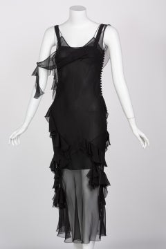 Christian Dior by Galliano Black Sheer Silk Sleeveless Dress