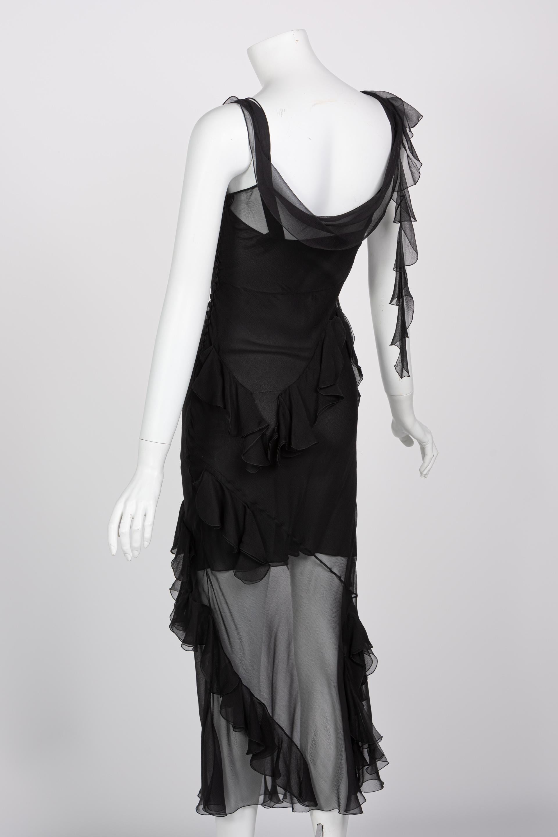 Christian Dior by Galliano Black Sheer Silk Sleeveless Dress In Excellent Condition In Boca Raton, FL