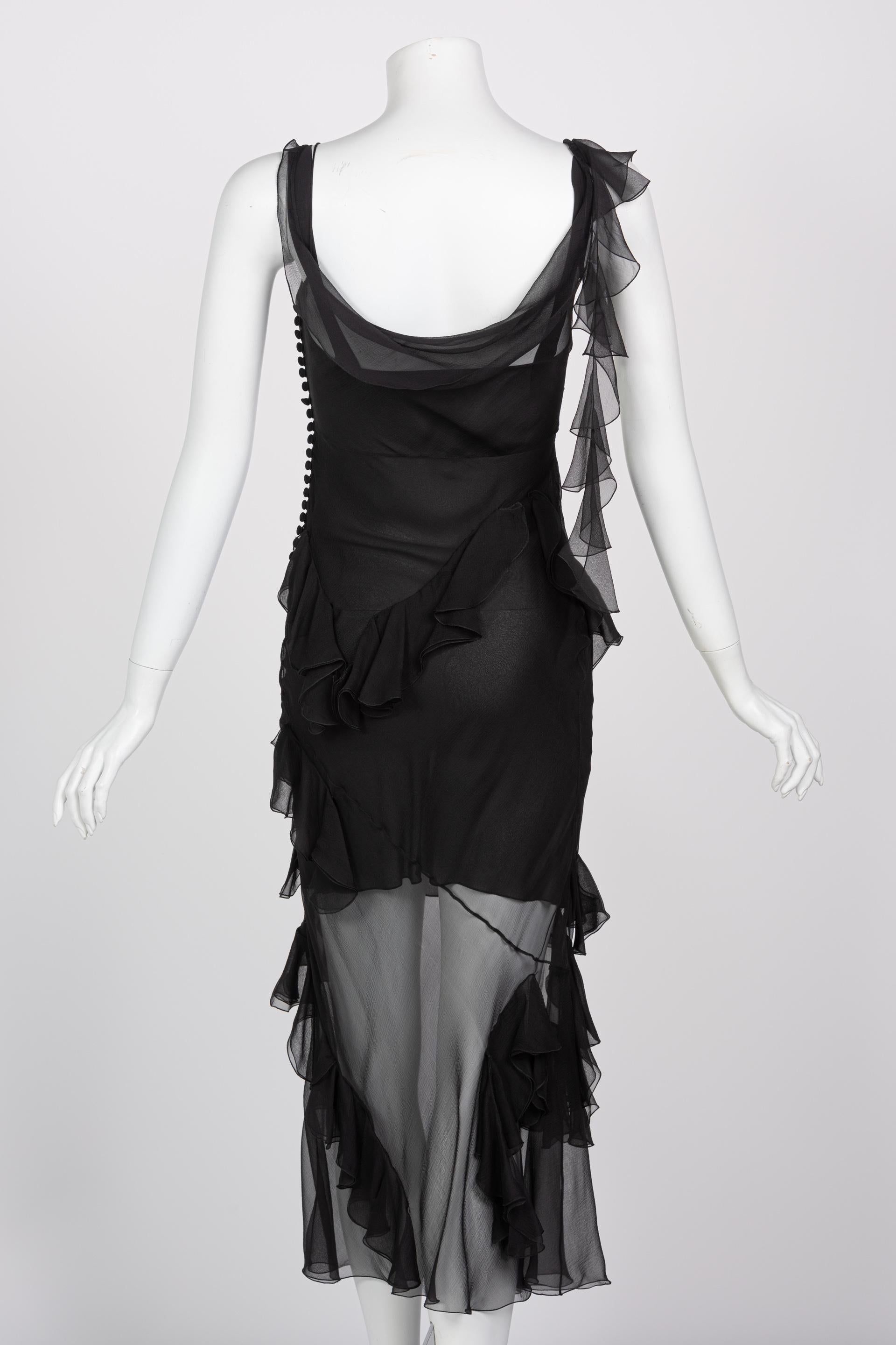 Women's Christian Dior by Galliano Black Sheer Silk Sleeveless Dress