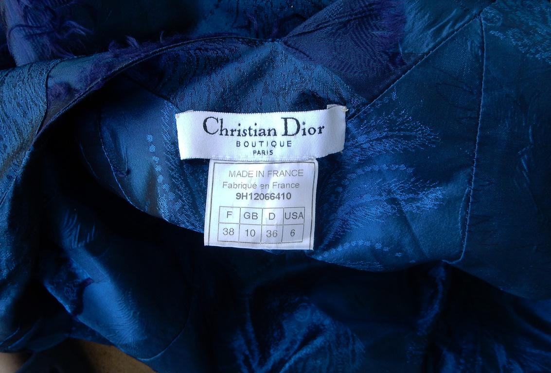 Christian Dior by Galliano Early Sapphire Blue Silk Demi Couture Dress Gown In Excellent Condition For Sale In Los Angeles, CA