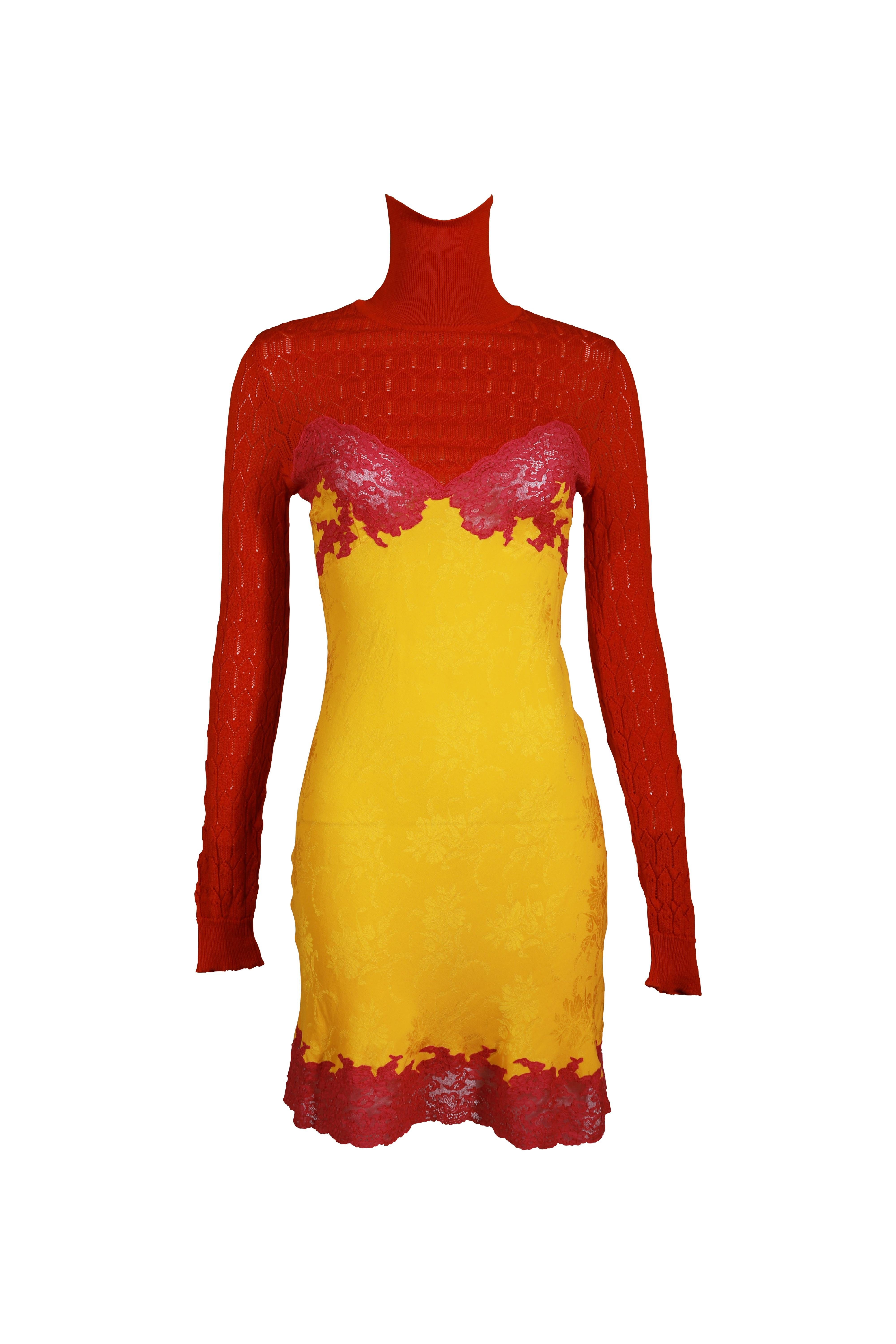 Rosso CHRISTIAN DIOR By Galliano F/w 1998 Kate Moss Campaigner Fuschia Orage Knit Dress in vendita