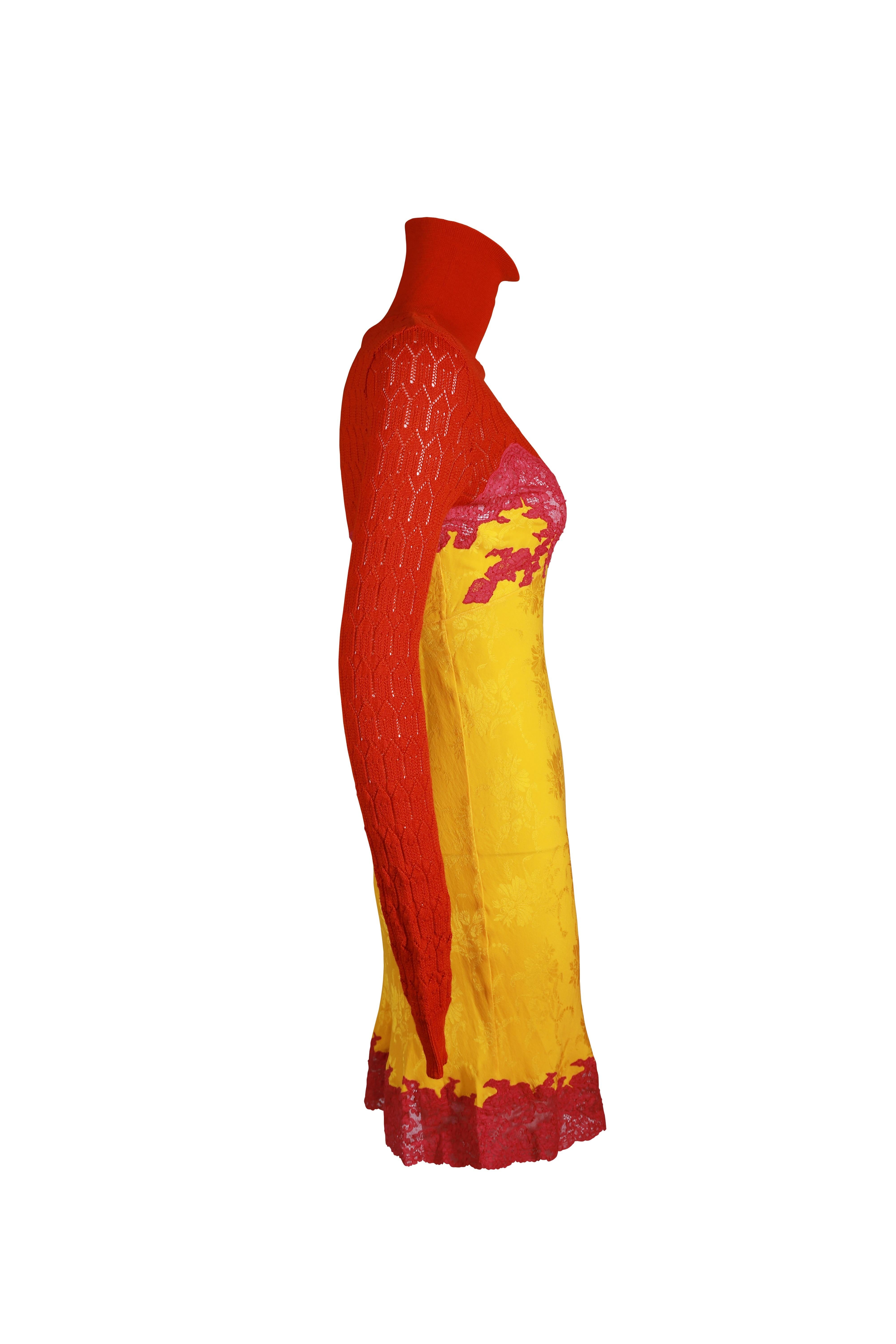 CHRISTIAN DIOR By Galliano F/w 1998 Kate Moss Campaigner Fuschia Orage Knit Dress in vendita 1