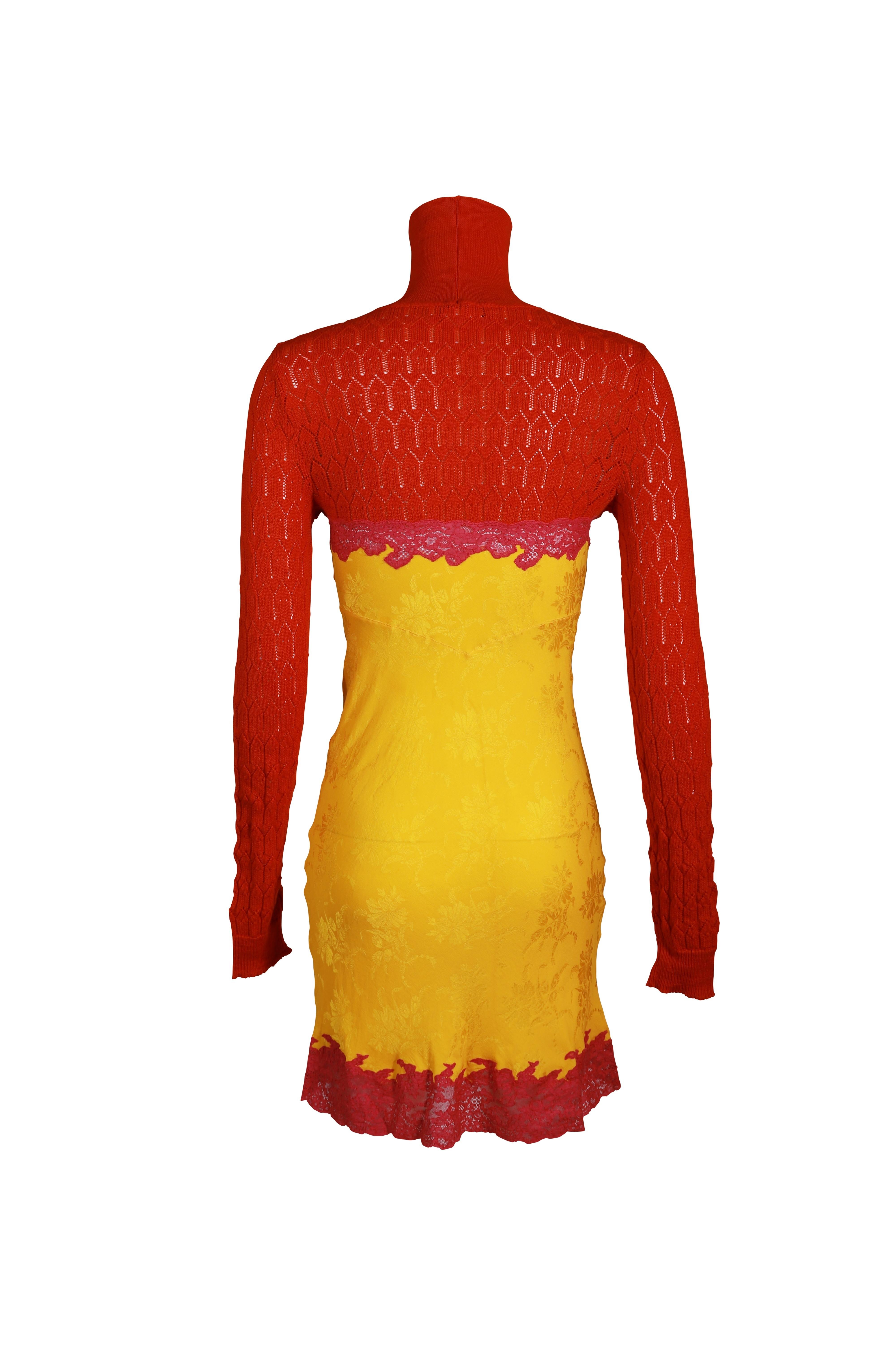 CHRISTIAN DIOR By Galliano F/w 1998 Kate Moss Campaigner Fuschia Orage Knit Dress in vendita 2