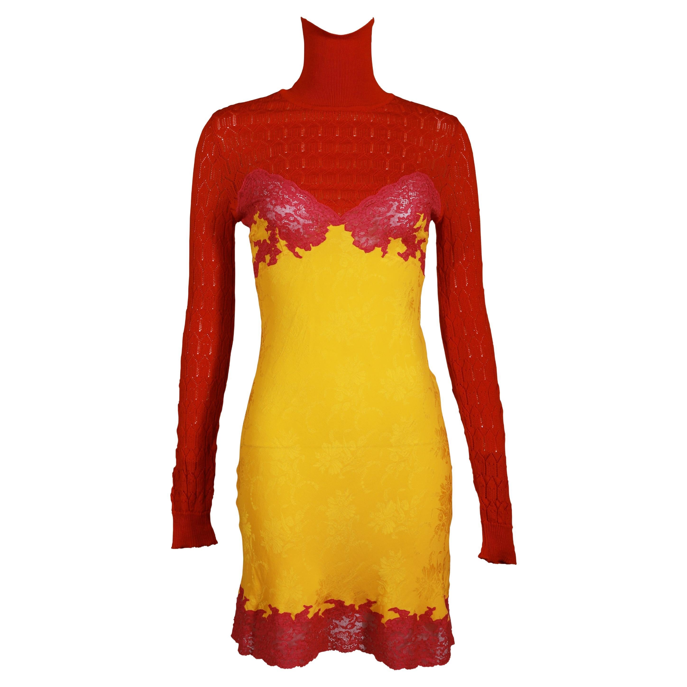 CHRISTIAN DIOR By Galliano F/w 1998 Kate Moss Campaigner Fuschia Orage Knit Dress in vendita