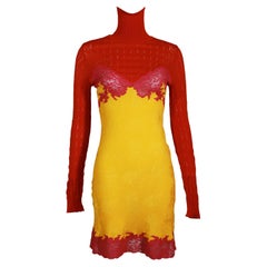 CHRISTIAN DIOR By Galliano F/w 1998 Kate Moss Campaigner Fuschia Orage Knit Dress