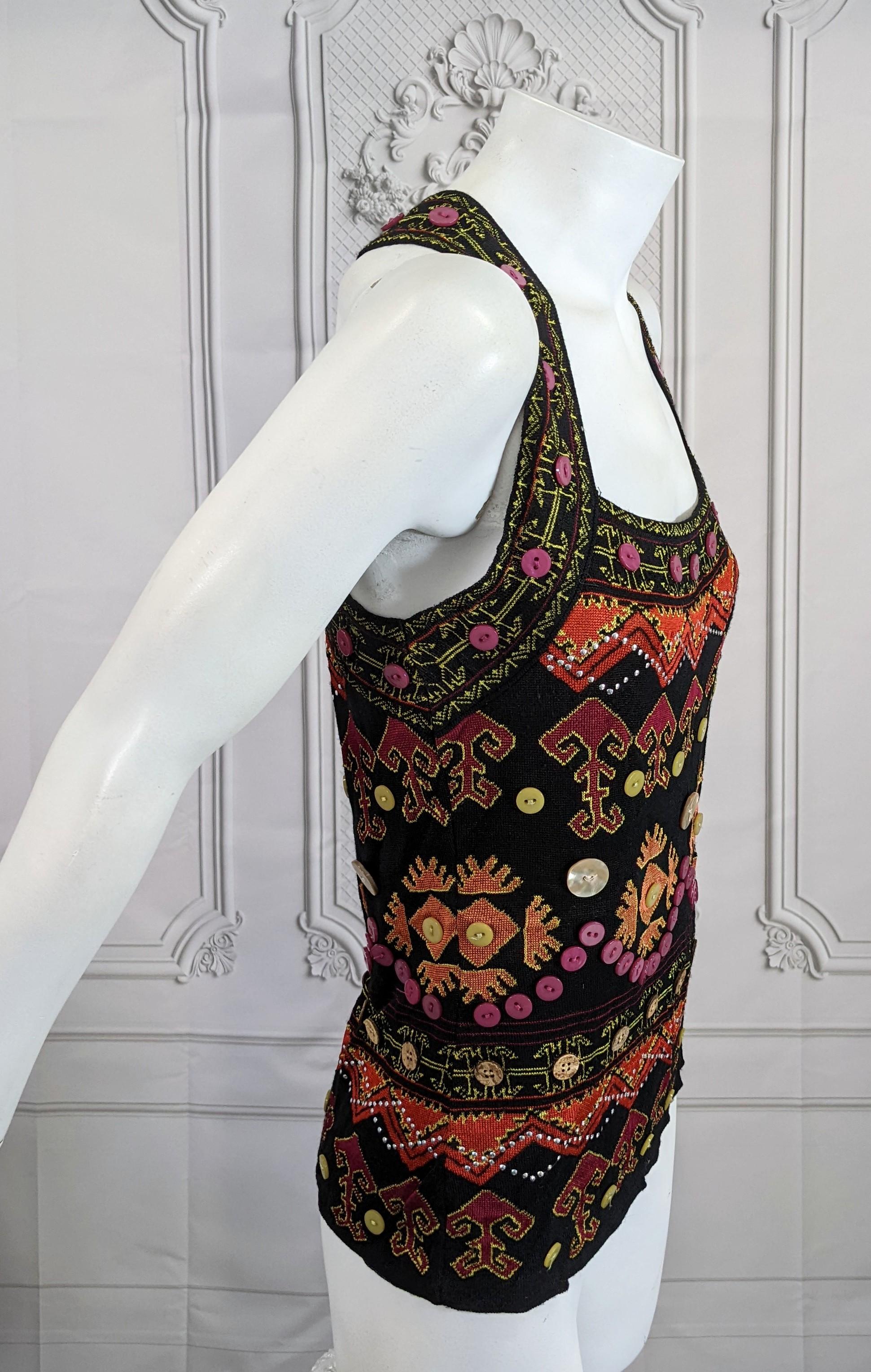 Christian Dior by Galliano Fall-Winter 2002 Ethnic Motif Knit Top In Excellent Condition For Sale In New York, NY