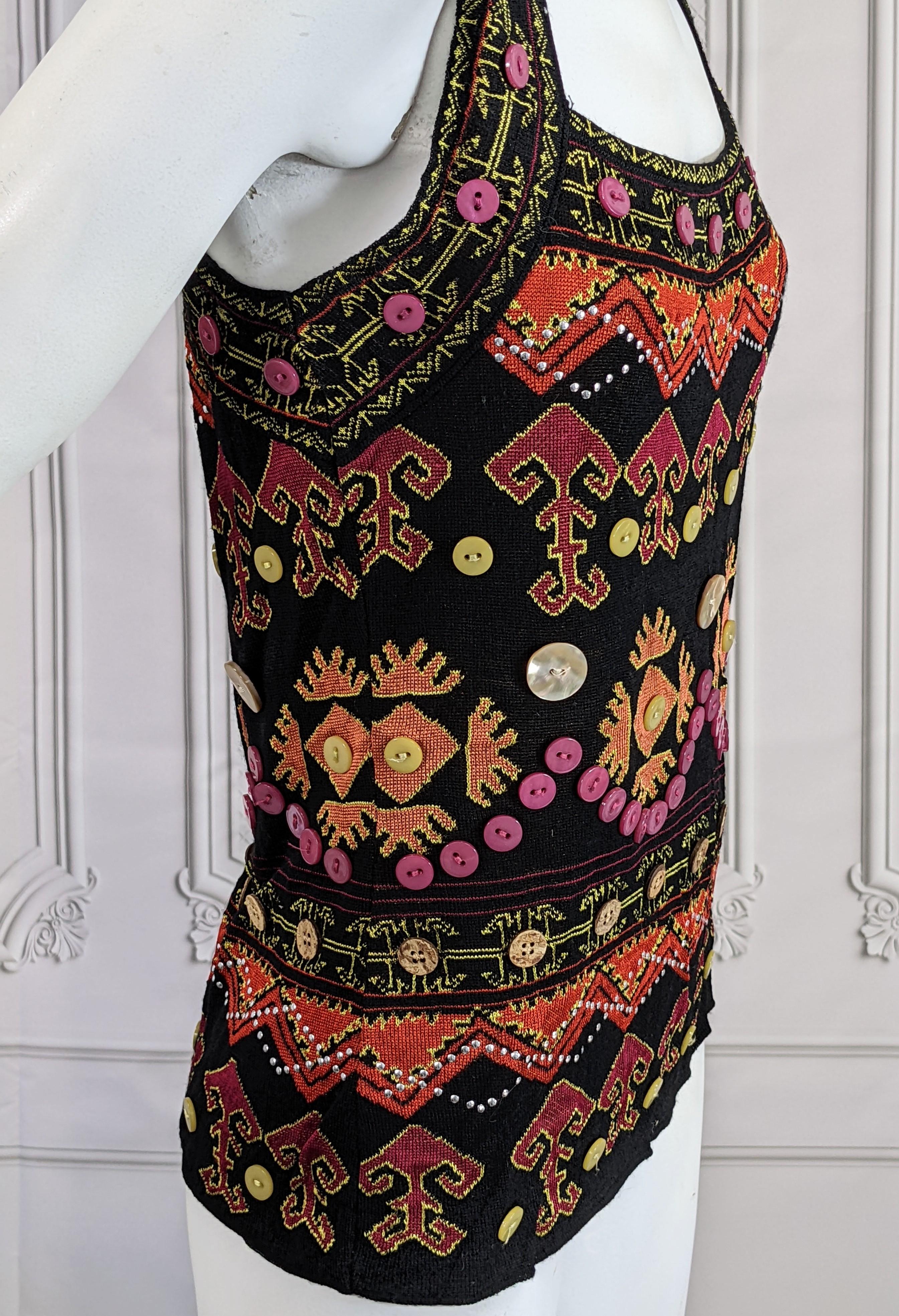 Women's Christian Dior by Galliano Fall-Winter 2002 Ethnic Motif Knit Top For Sale