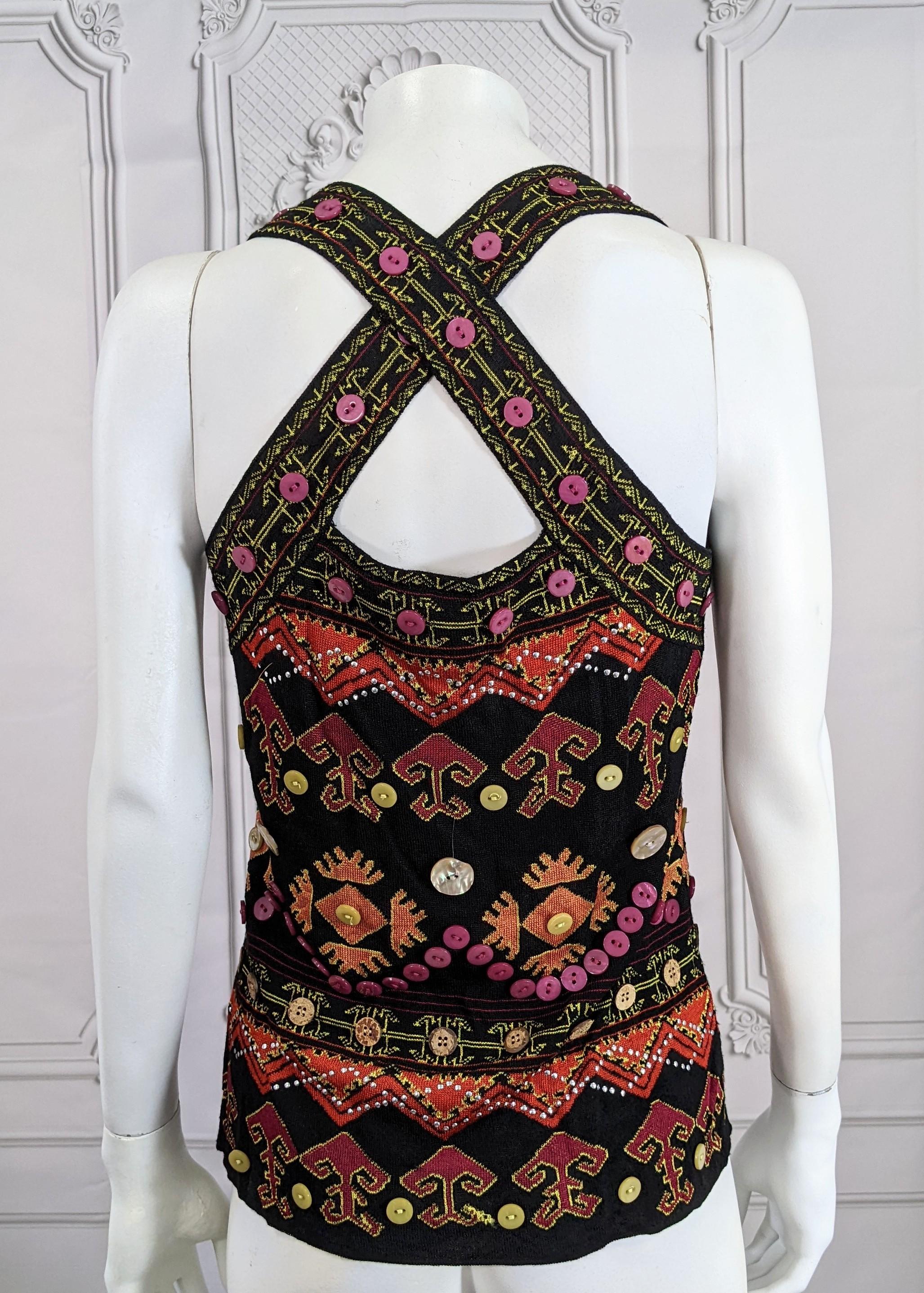 Christian Dior by Galliano Fall-Winter 2002 Ethnic Motif Knit Top For Sale 1
