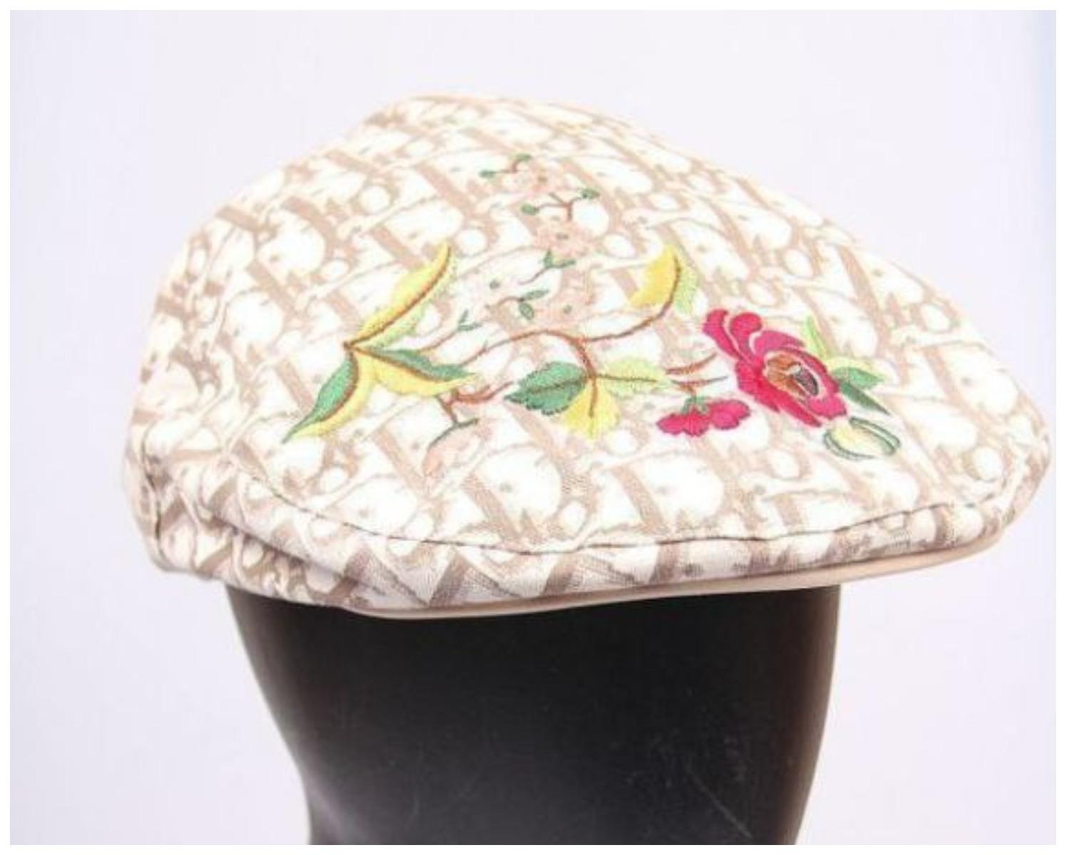 Christian Dior by Galliano flower Trotter cap SZ 58 For Sale 6