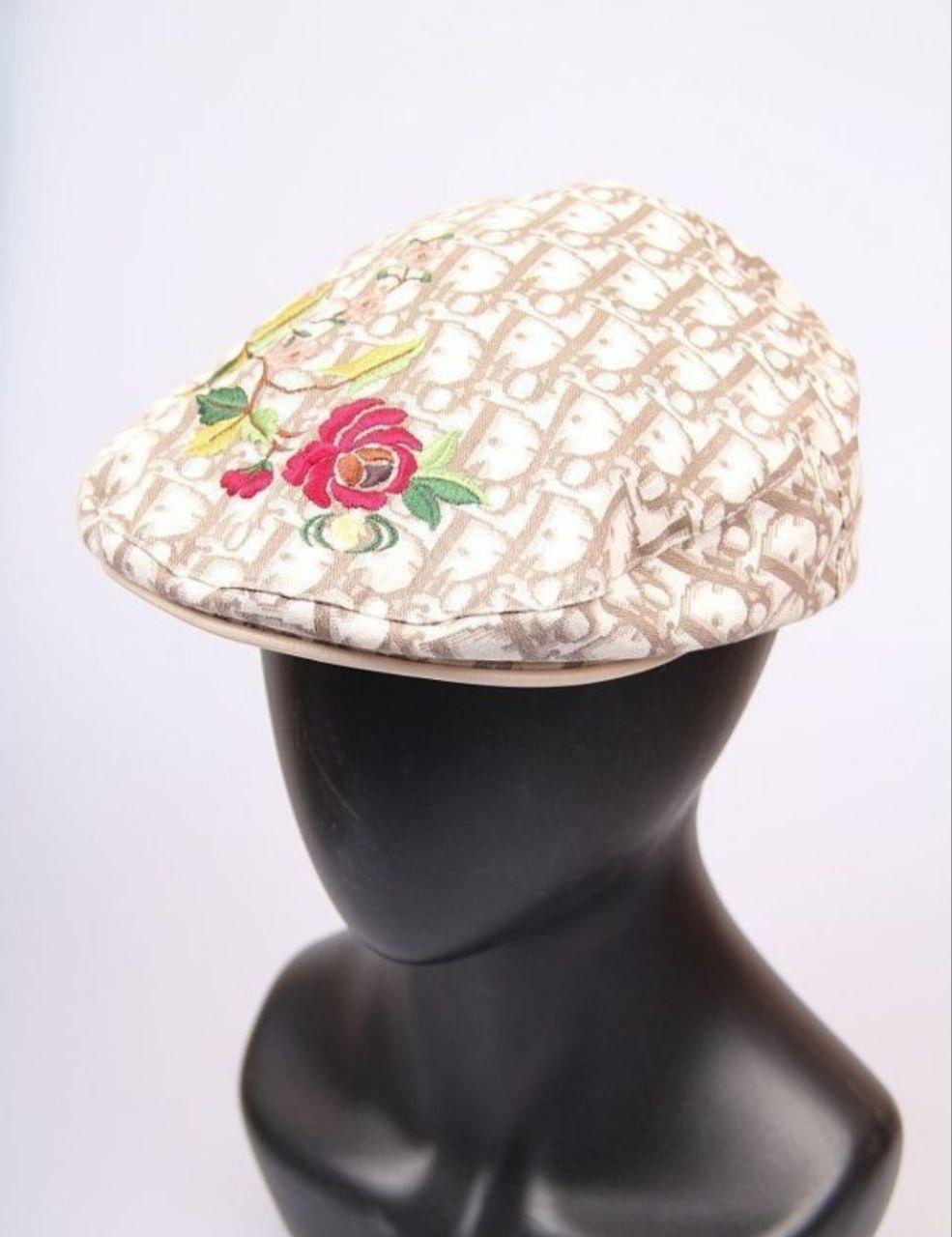 Black Christian Dior by Galliano flower Trotter cap SZ 58 For Sale