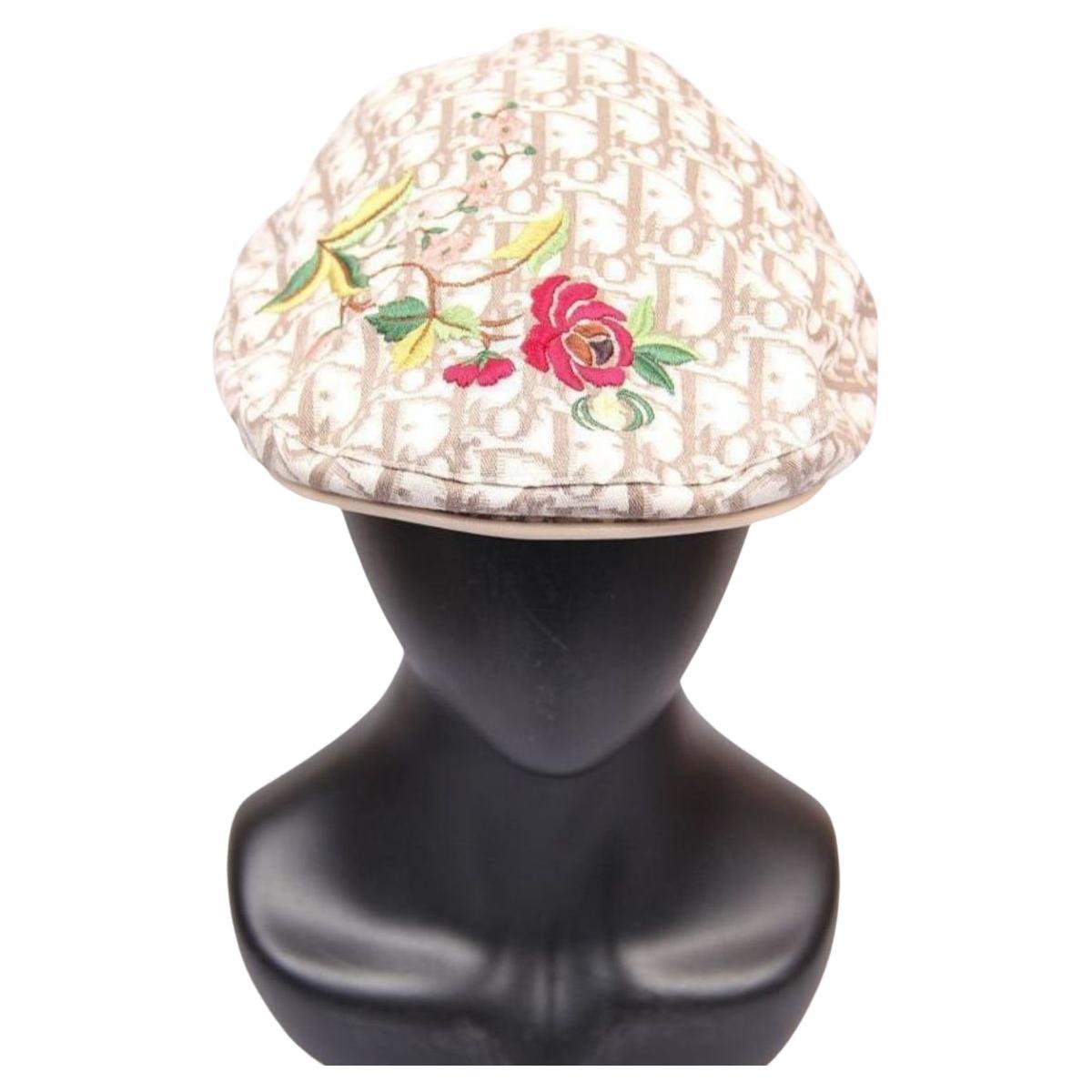 Christian Dior by Galliano flower Trotter cap SZ 58 For Sale