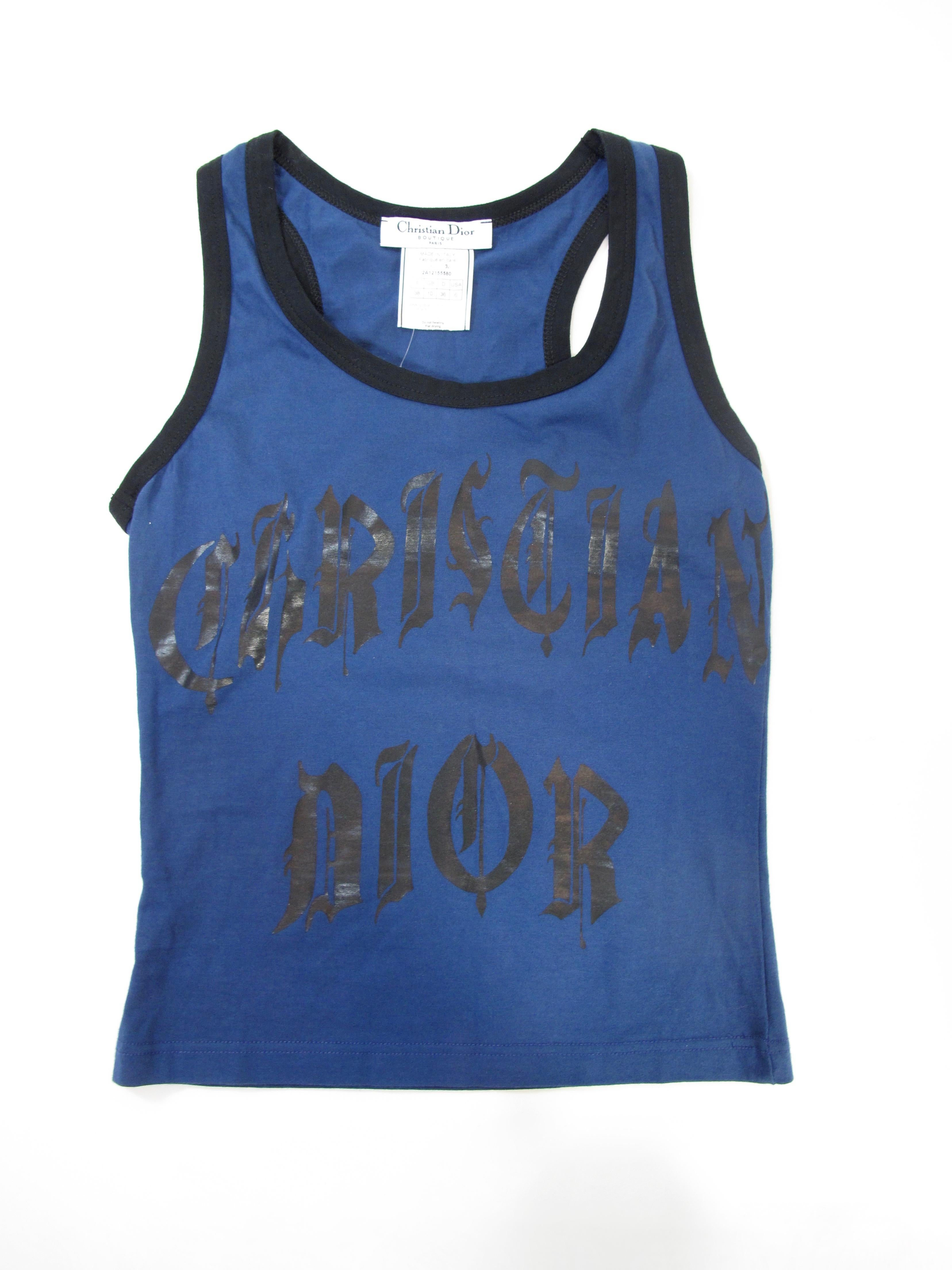 Christian Dior blue gothic cotton tank . Condition: Excellent. Size XS