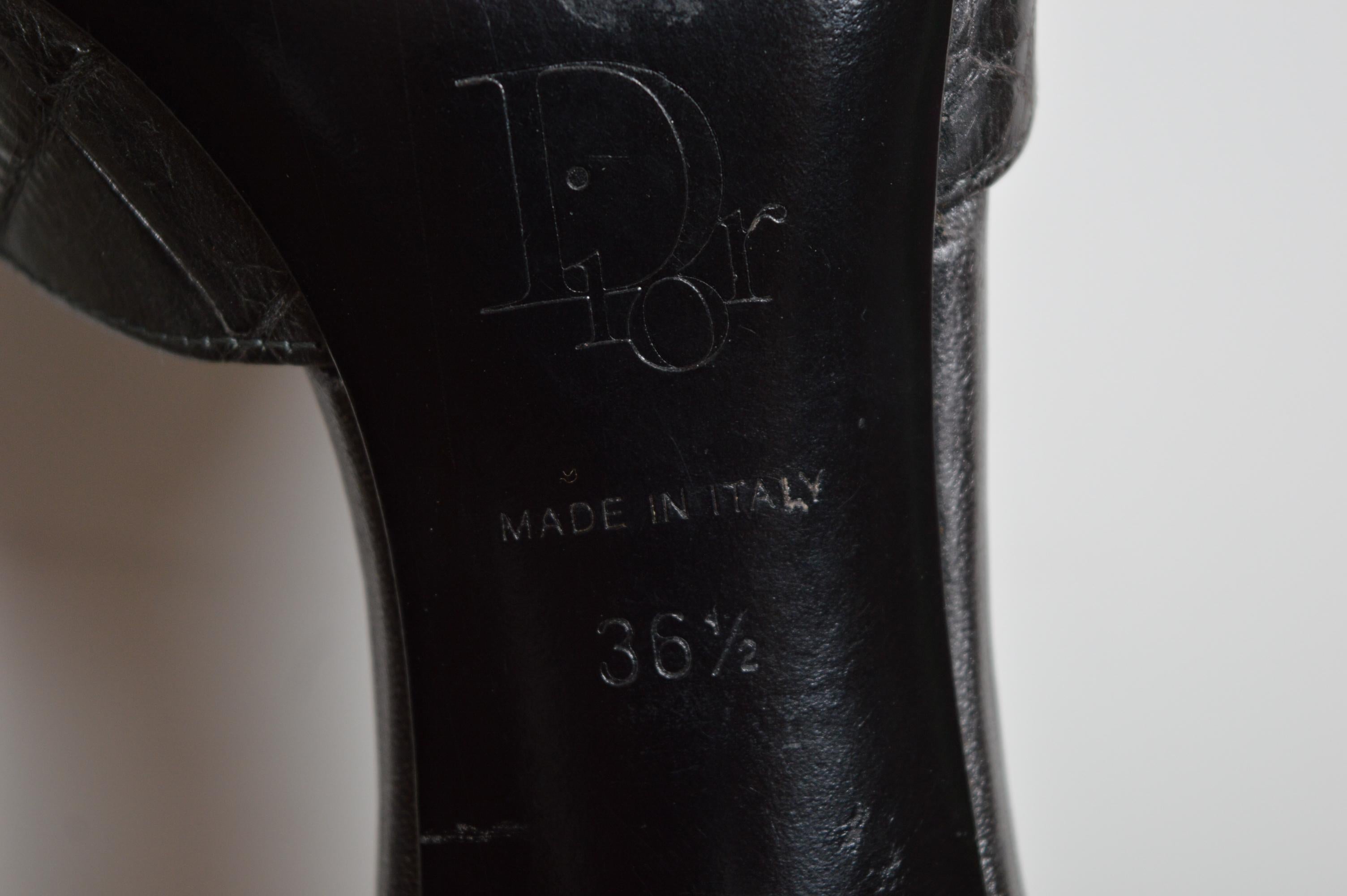 Christian Dior by Galliano Gun Metal Grey Silver pointed Crocodile Kitten Talons en vente 10