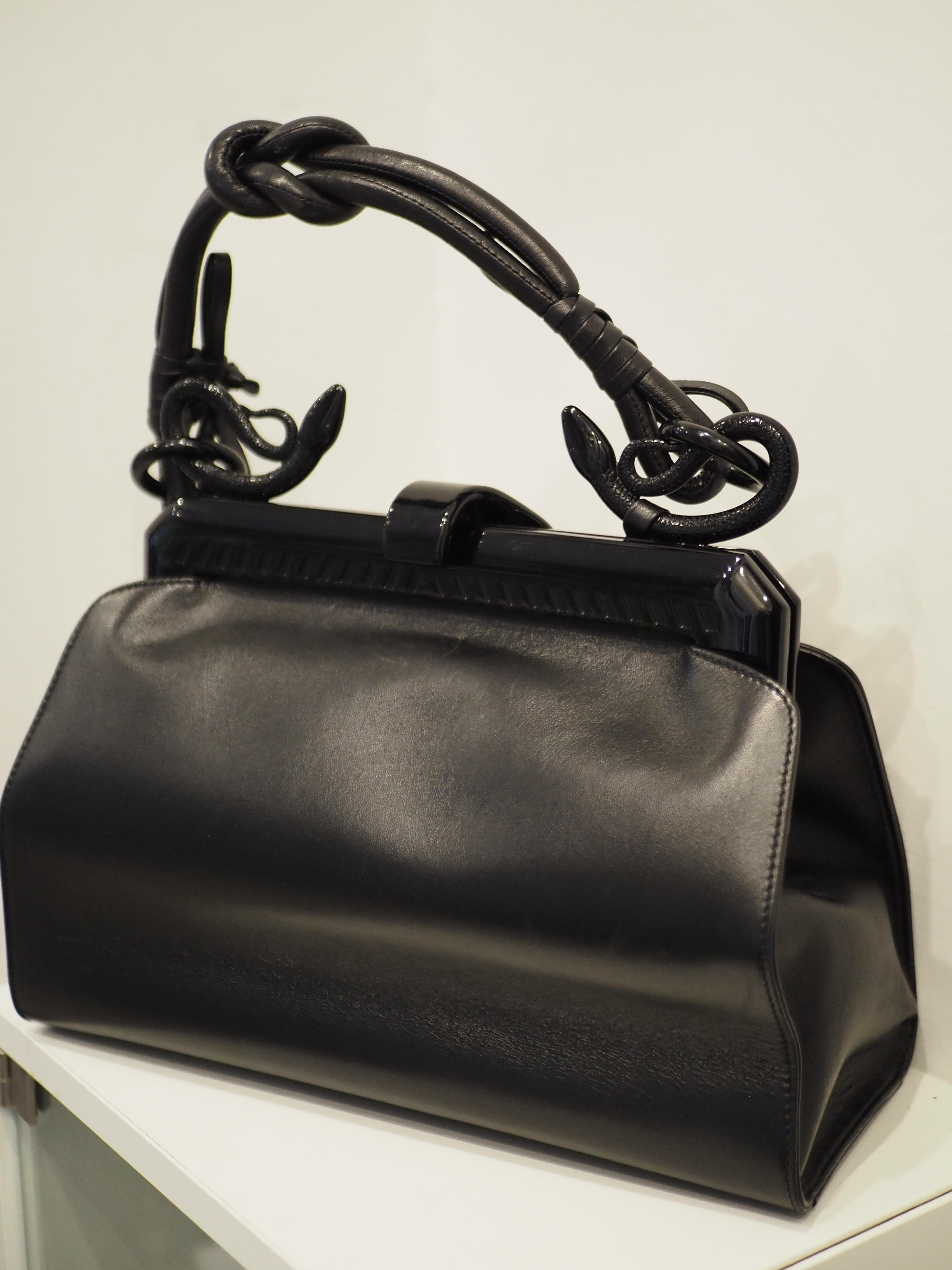 Christian Dior by Galliano Lim Ed Samourai black leather handle bag NWOT 9