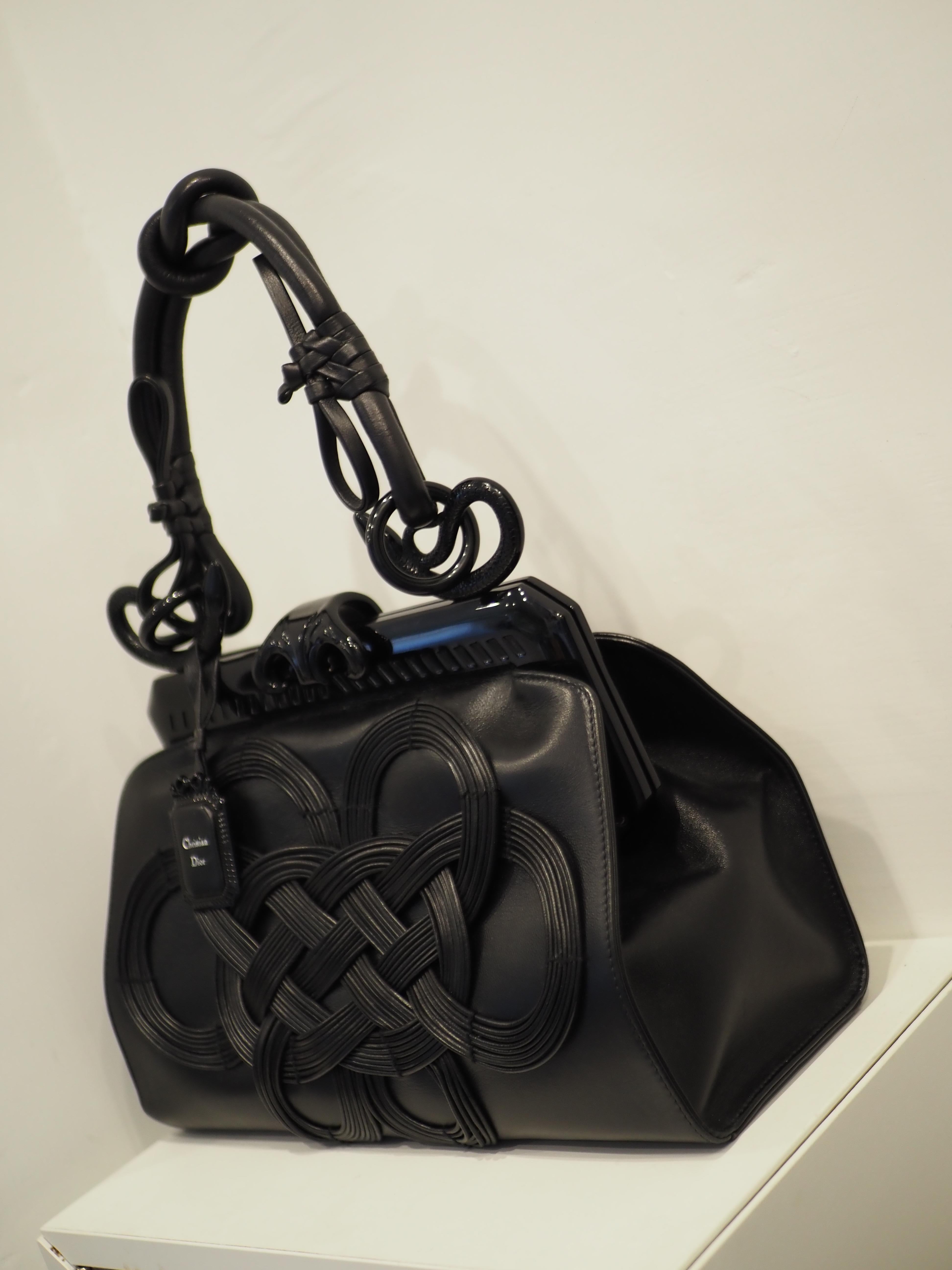 Women's or Men's Christian Dior by Galliano Lim Ed Samourai black leather handle bag NWOT