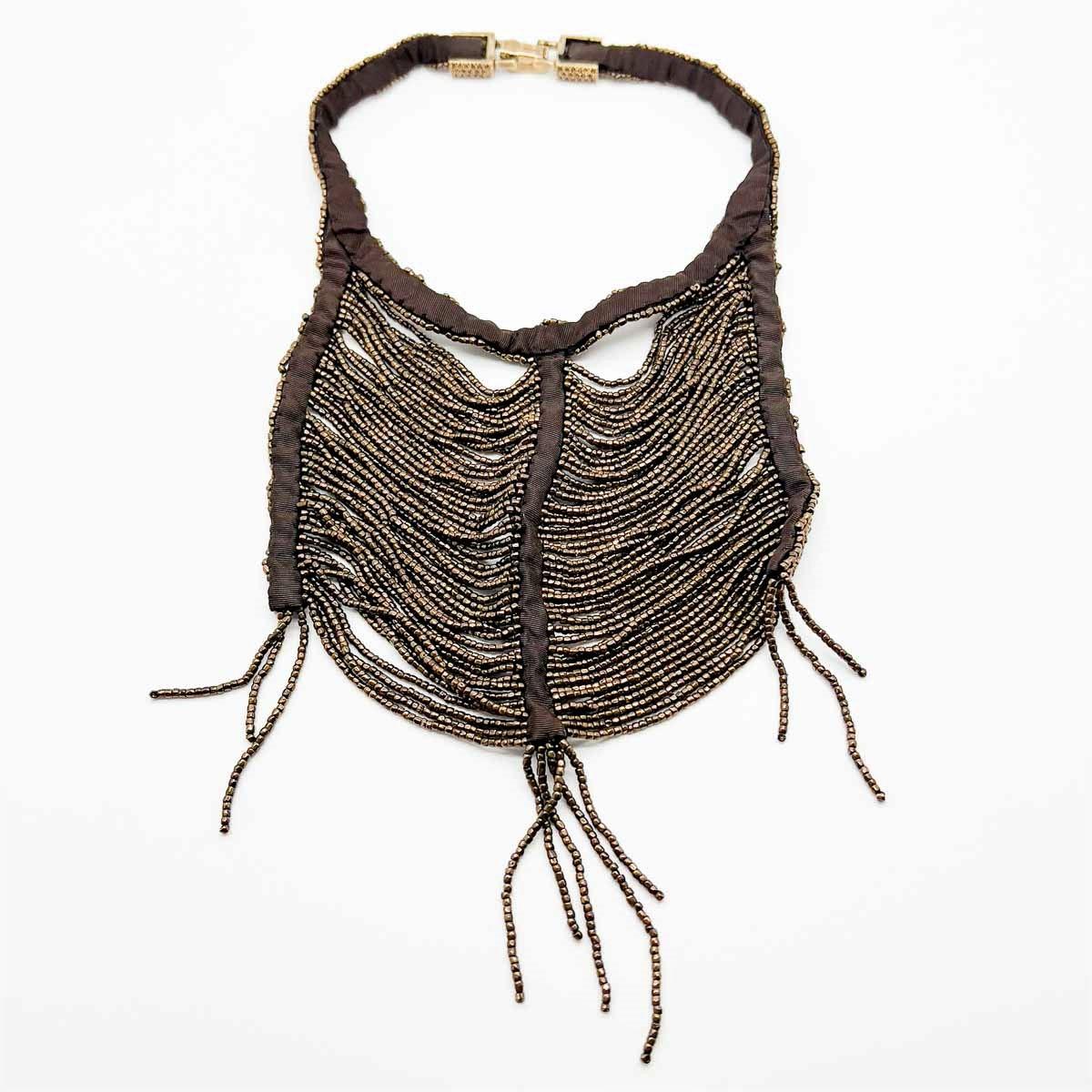 Christian Dior by Galliano Masai Inspired Bronzed Bib Necklace 1990s For Sale 1