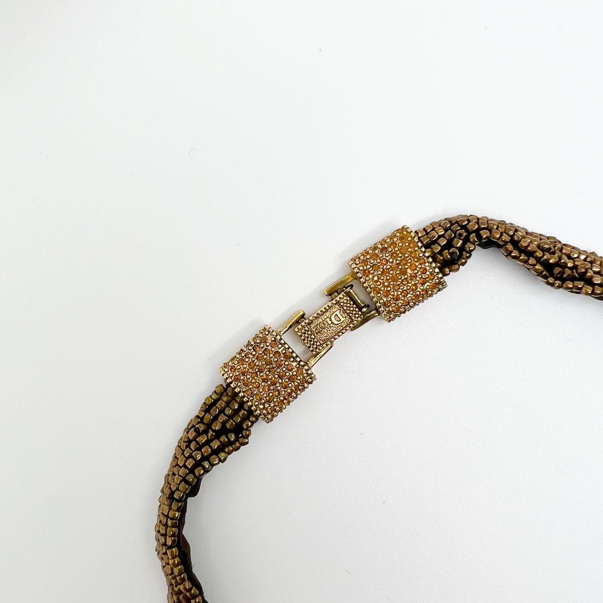 Christian Dior by Galliano Masai Inspired Bronzed Bib Necklace 1990s In Good Condition For Sale In Wilmslow, GB