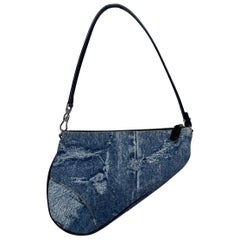 Christian Dior By Galliano "Miss Diorella" Denim Print Mini Saddle Bag, FW2001